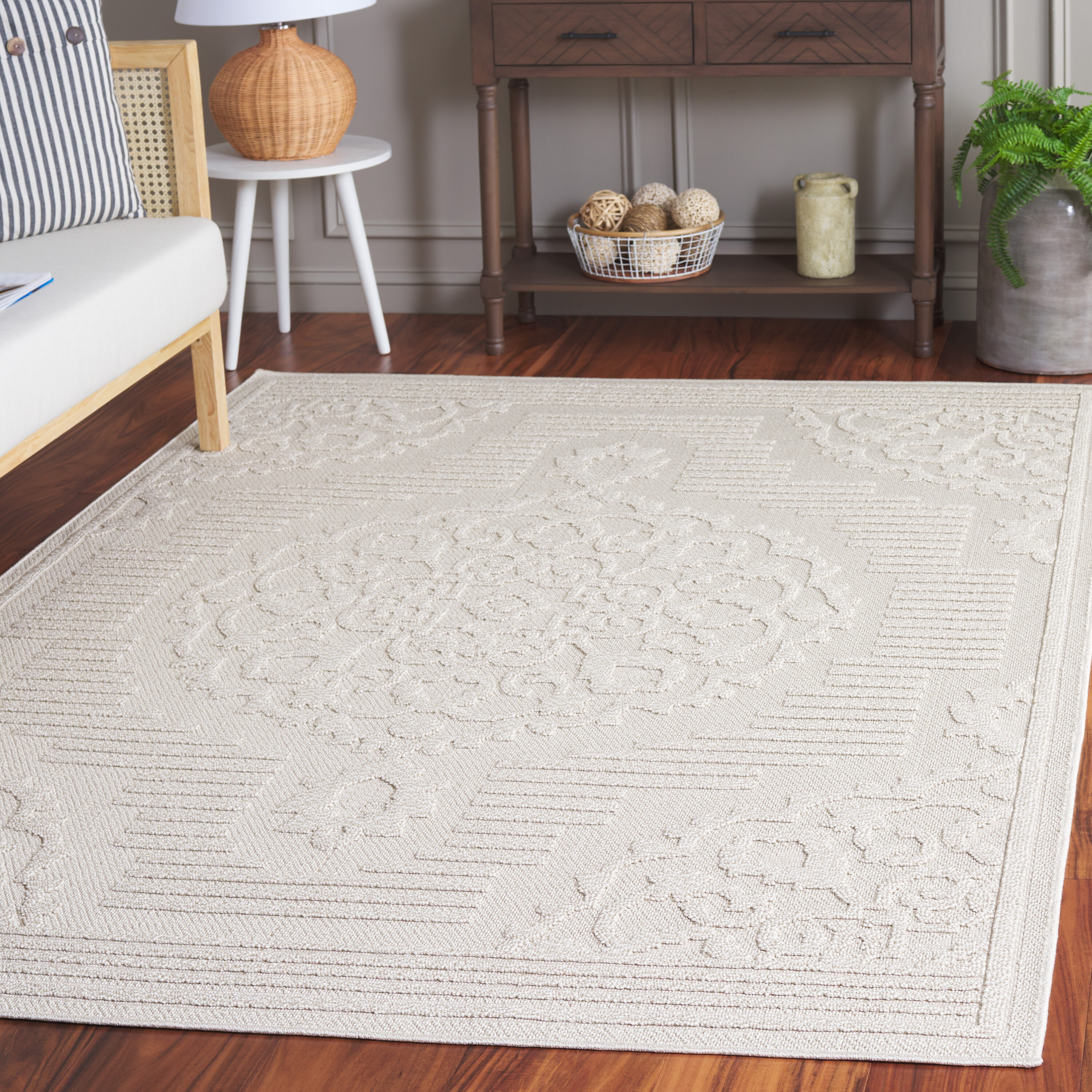 Paros 106A Ivory 5 x 7 Rectangular Area rug