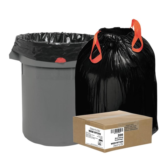 Draw 'n Tie 30-Gallons Black Plastic Can Drawstring Trash Bag (200