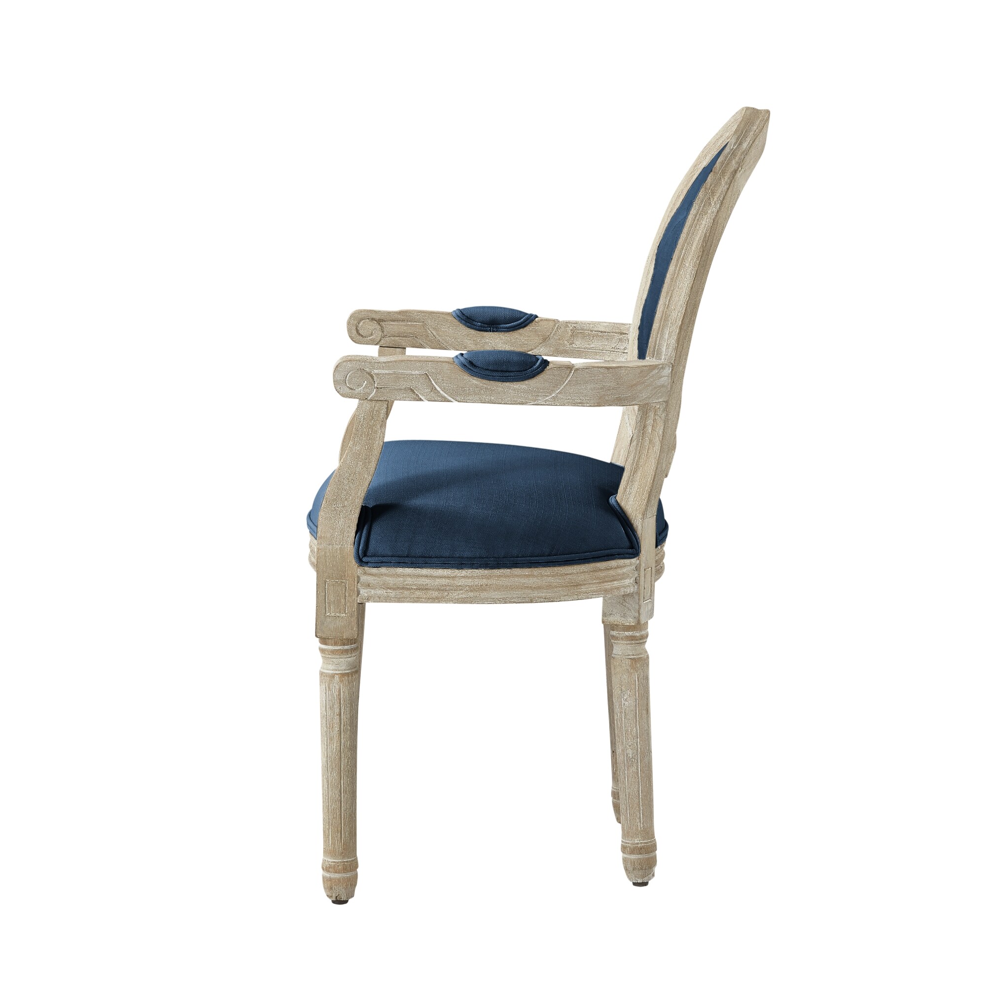 French Dining Chairs Set of 2 Velvet Upholstered King Louis Back Side Chair  Blue