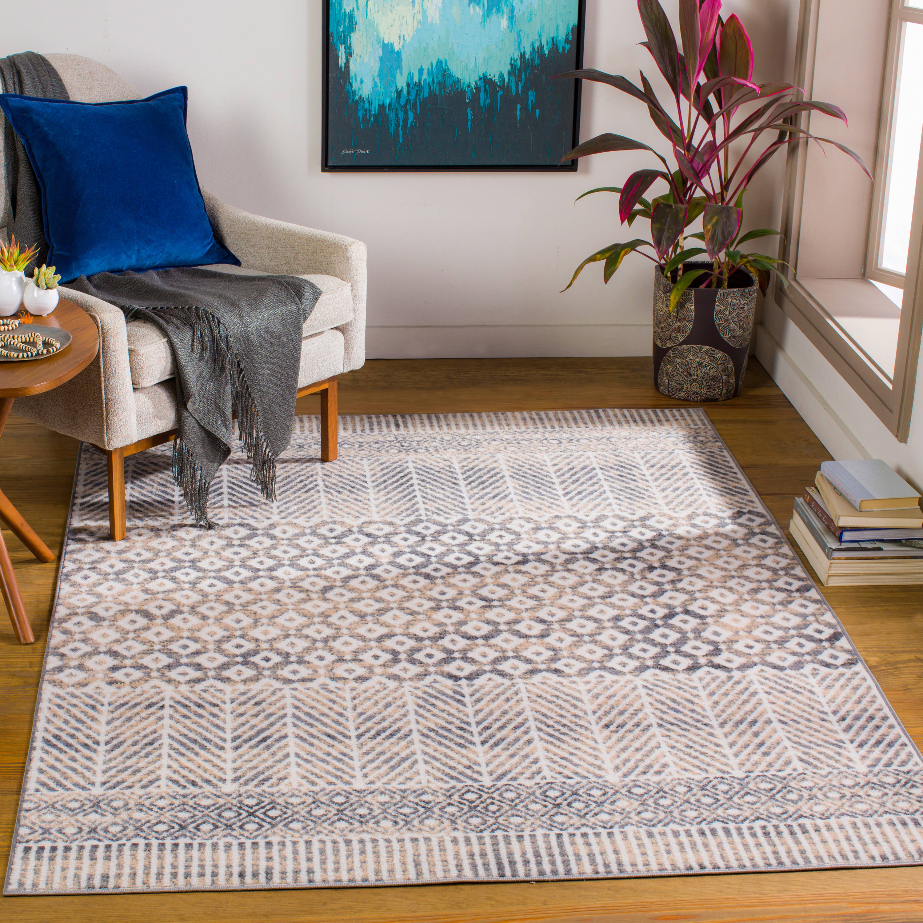 Surya CEG2333-679 Cesar 7 X 9 (ft) Cream Indoor Geometric Oriental Area Rug