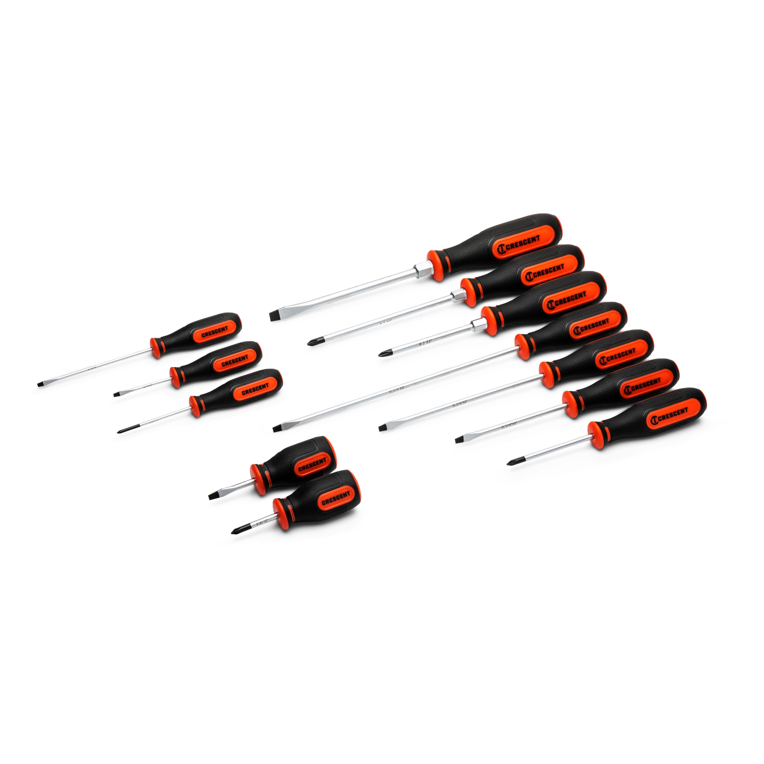 Crescent CSDS12PCSET 12-Piece Bi-material Handle Slotted/Phillips Screwdriver Set
