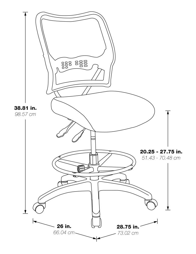 Ergonomic Black Mesh Swivel Drafting Chair with Metal Base