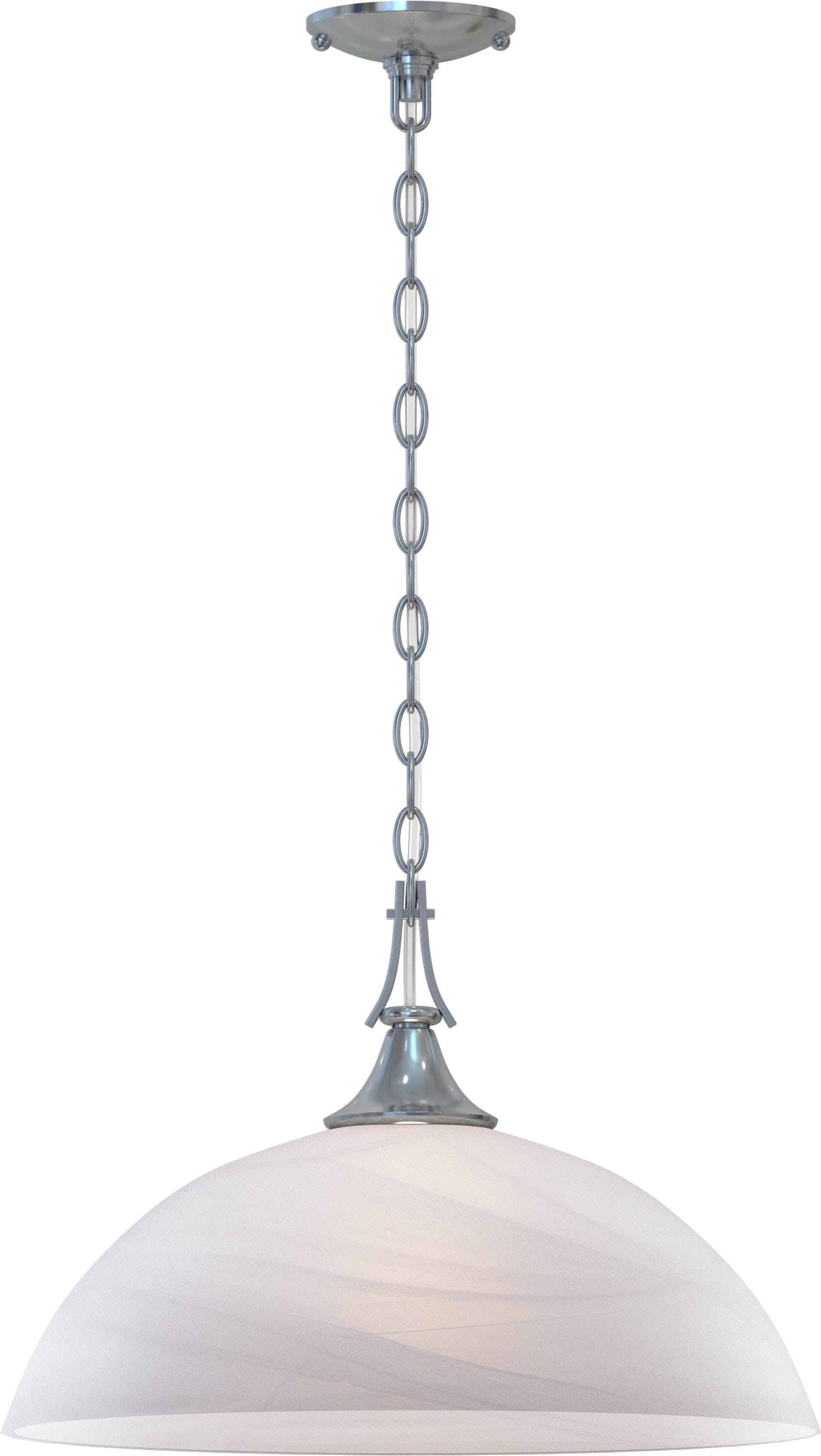 Durango Traditional Brushed Nickel Bowl Pendant with Alabaster Glass