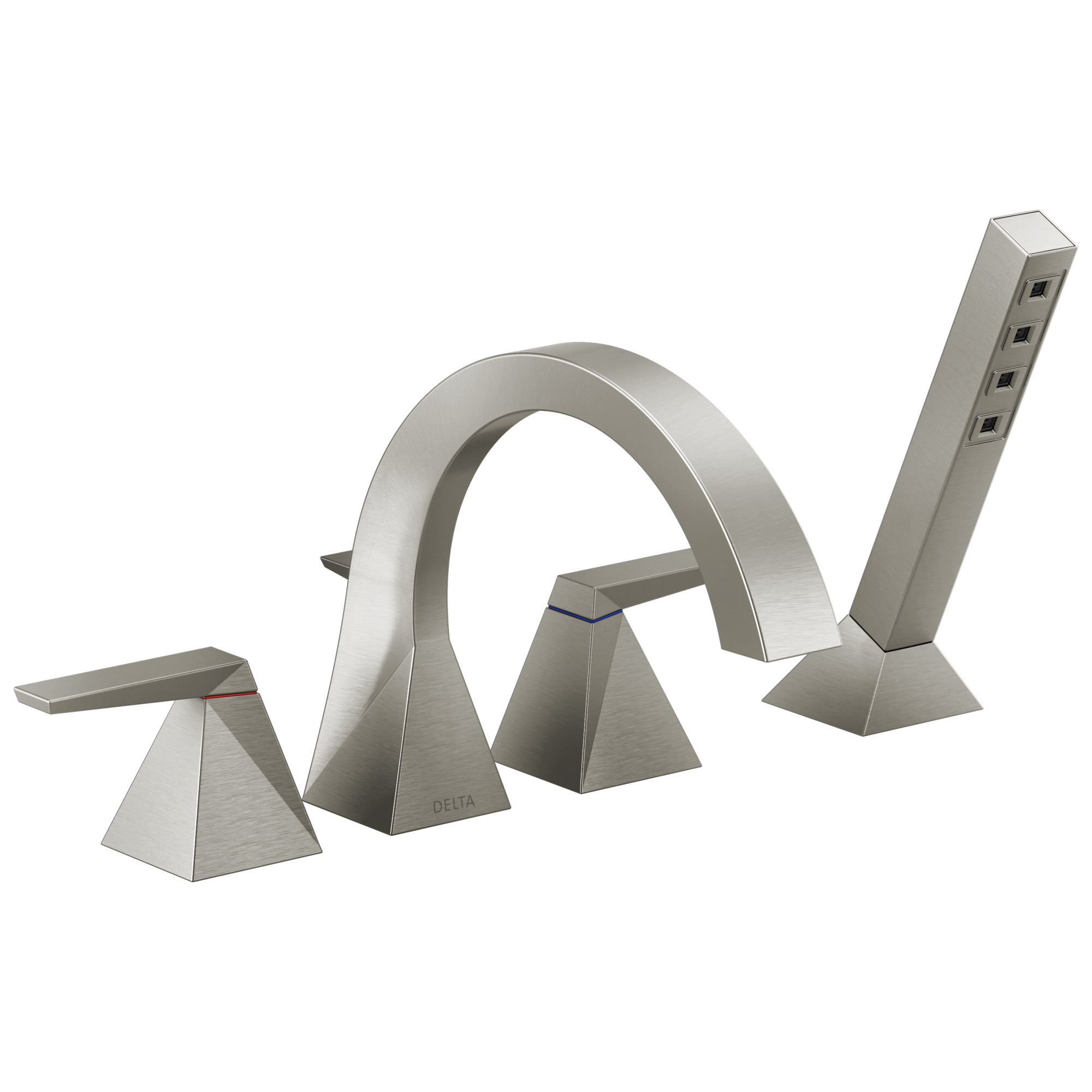 Delta T4746-SS-PR Trillian Lumicoat Stainless 2-handle Deck-mount Roman Mid-arc Bathtub Faucet with Hand Shower