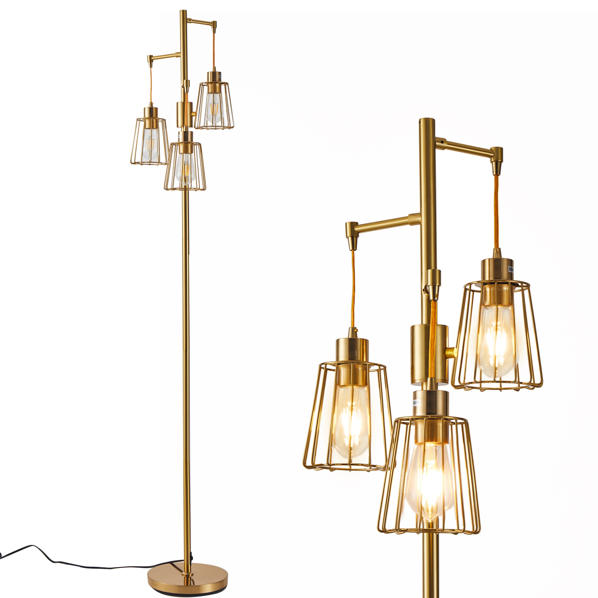 Netin NT-LDD-01GD Rhyan 70-in Gold Tree Track Floor Lamp