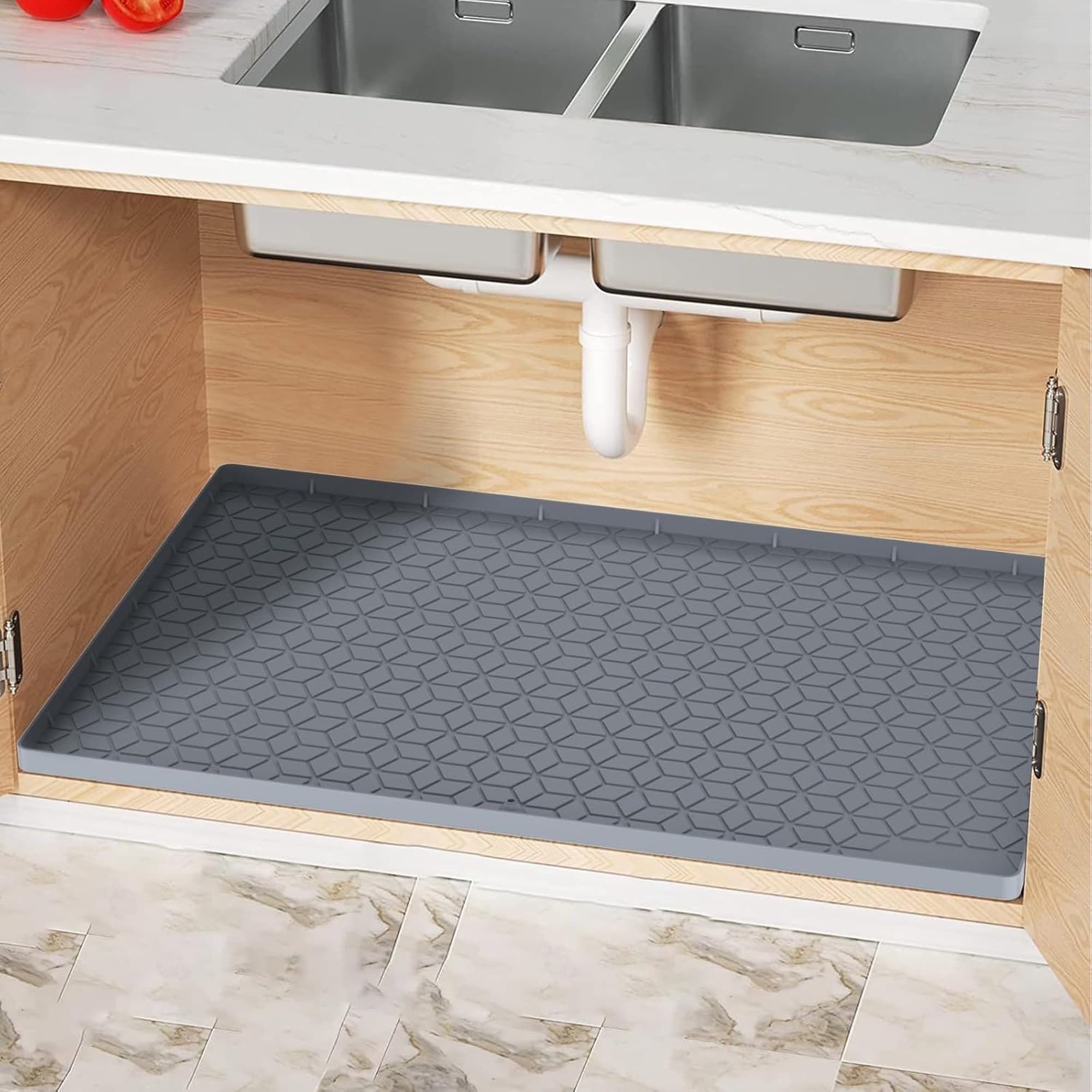 Numhew 22in L 14in W 1-Piece Foldable Gray Under Sink Mat
