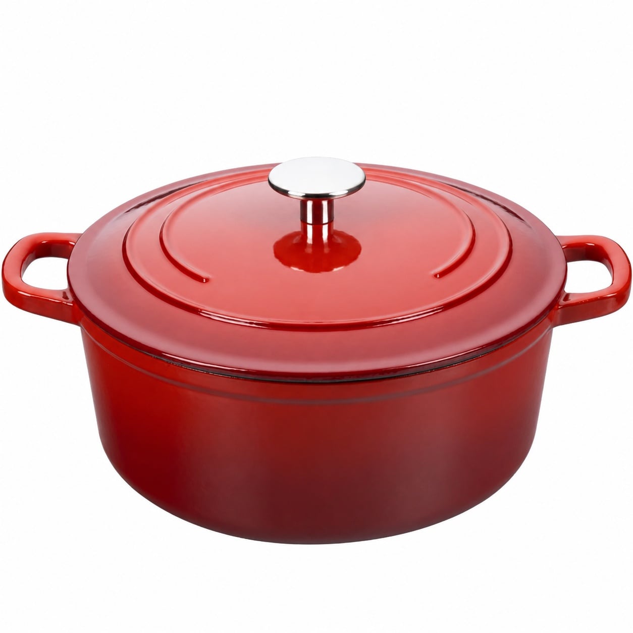 Anqtovp  Enameled Cast Iron Dutch Oven Pot with Lid 7 Quart Round Oven Safe up to 500F Dual Handles for Bread Baking Cooking Red