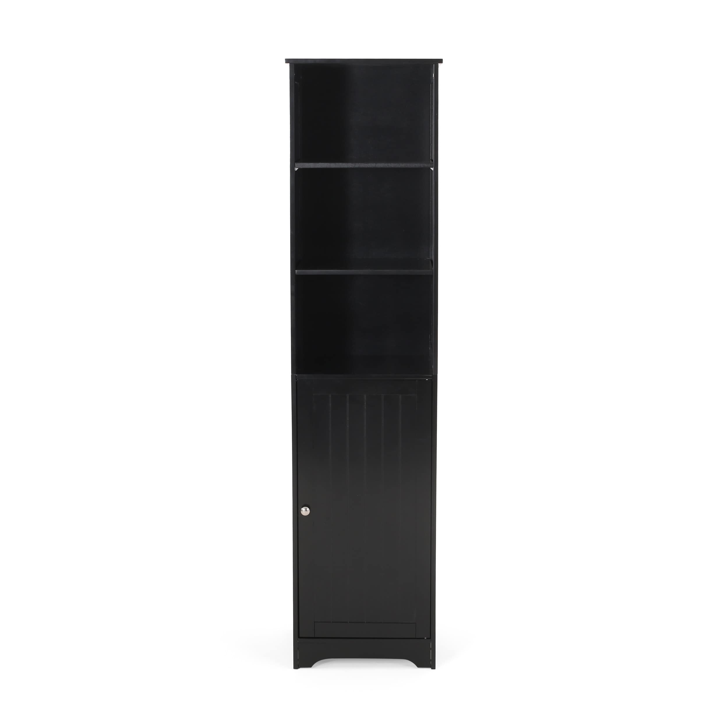 AAZJ NBO-66606BLK Linen Cabinets 15.75-in x 63-in x 15-in Black Freestanding Corner Linen Cabinet