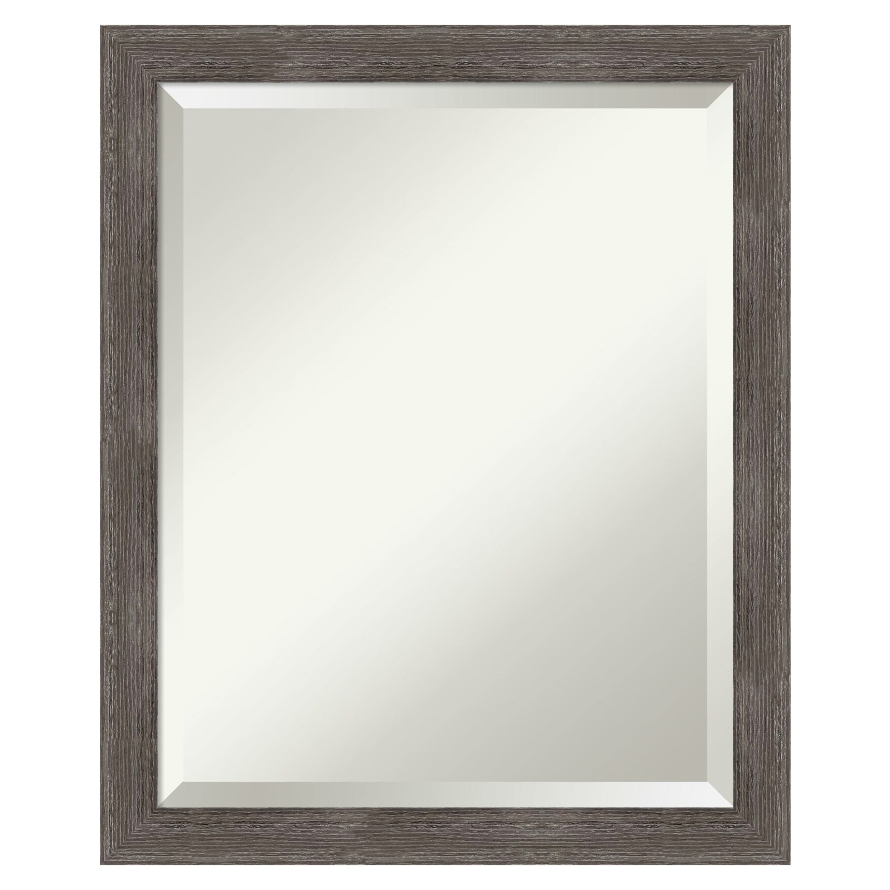 Amanti Art Pinstripe Lead Grey Frame 18.5-in W x 22.5-in H Matte Grey Rectangular Framed Bathroom Vanity Mirror