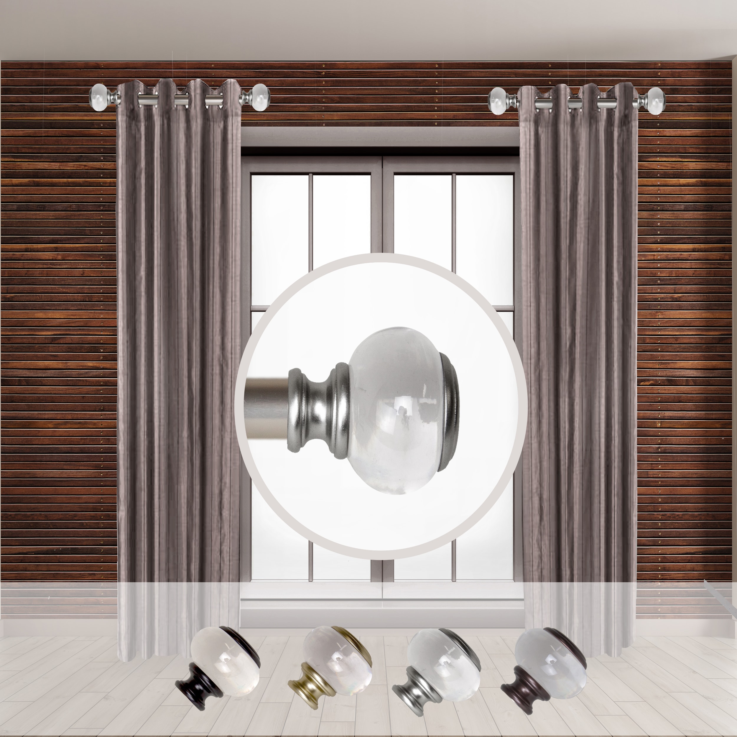 Hart & Harlow LO-SIDE100-58-5 Ana 1-in 12-in to 20-in Satin Nickel Steel Side curtain rod with Finials