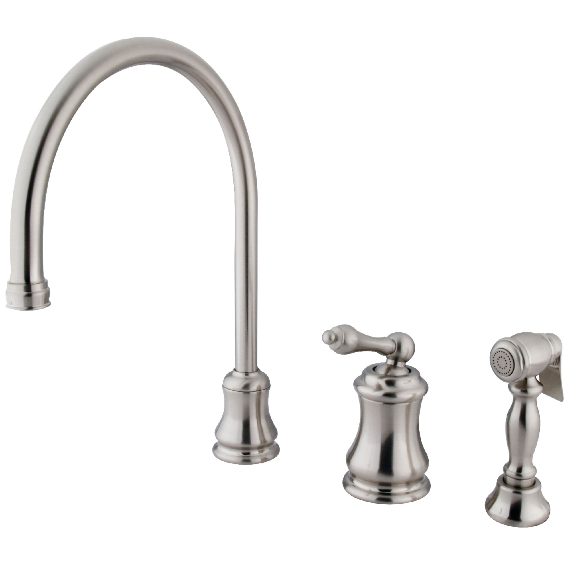 Kingston Brass WLKS3818ALBS Restoration Brushed nickel Single Handle Deck-mount Kitchen Faucet with Sprayer ( Side Sprayer Included )