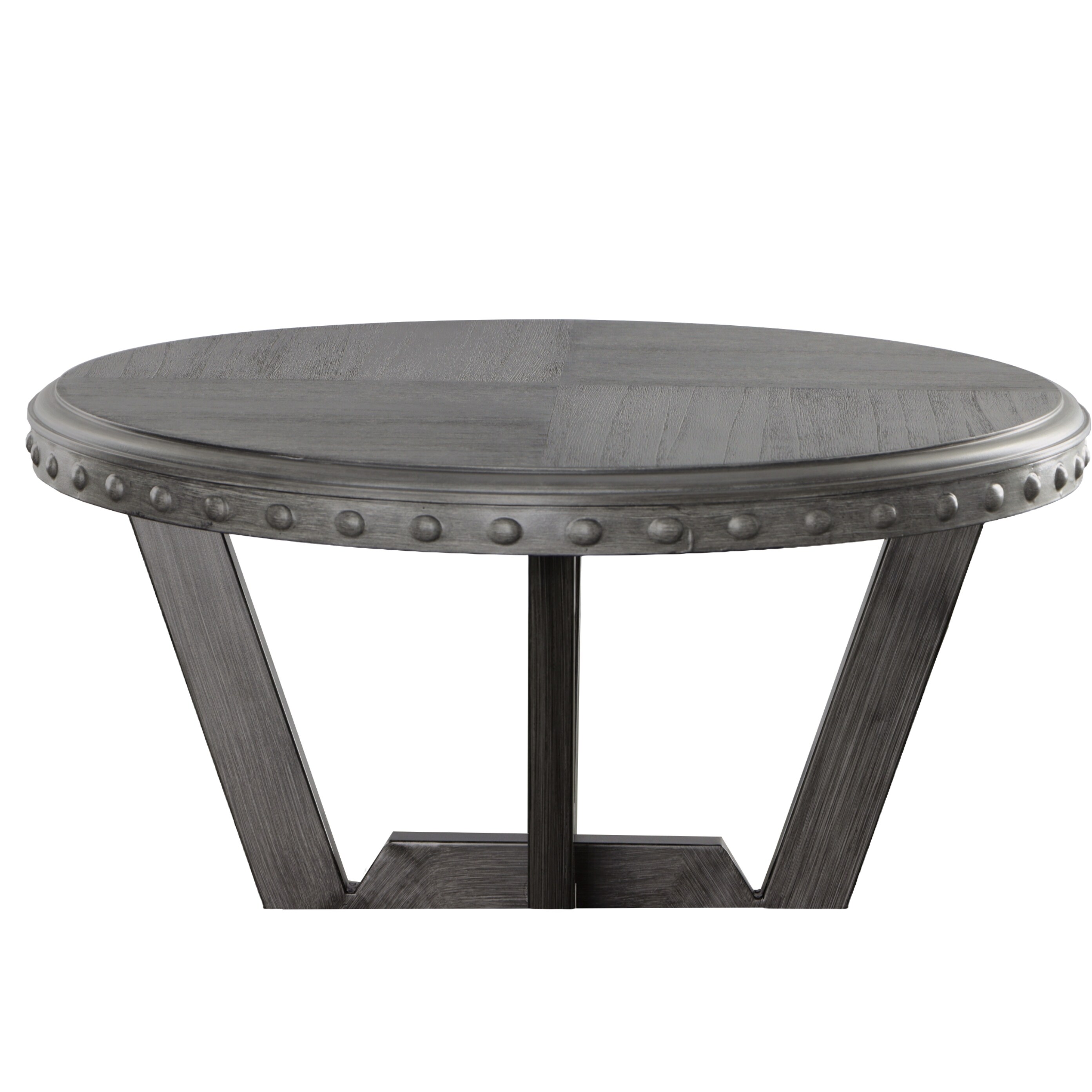 Contemporary 24" Gray Wood & Metal Round End Table