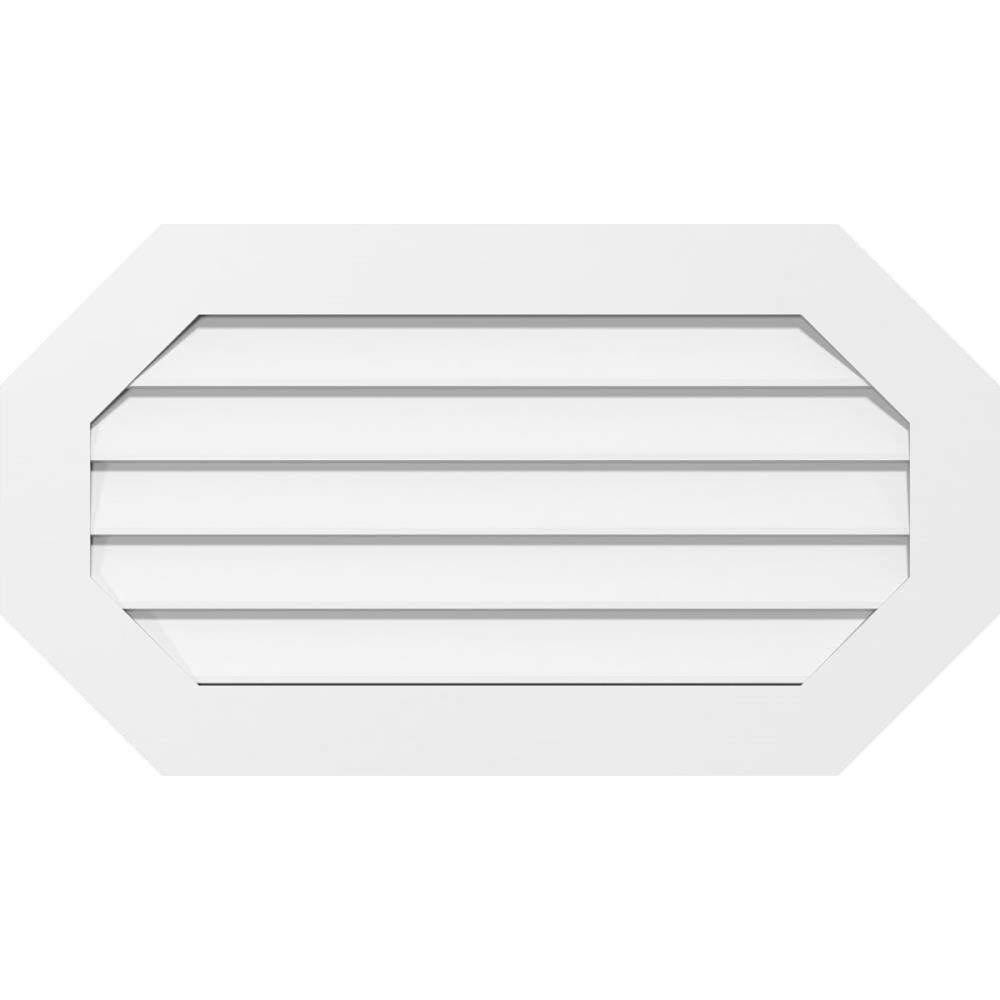 Ekena Millwork GVPOH36X2001SN 36-Inches x 20-Inches Off-white Octagon PVC Gable Louver Vent
