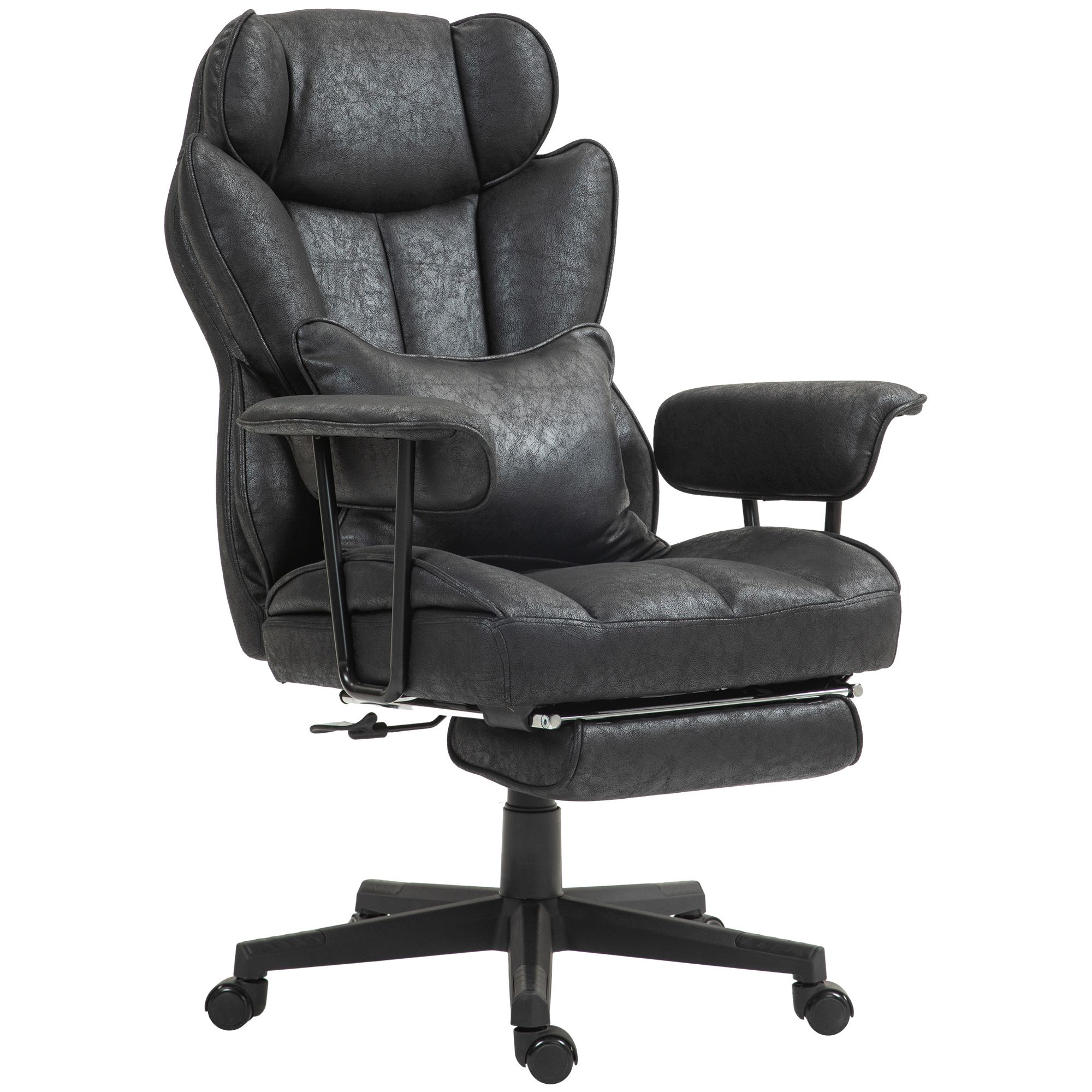 JUSHUA Big and Tall Desk Chair Executive Office Chair with Footrest 396lbs Lumbar Support and Reclining Function Black