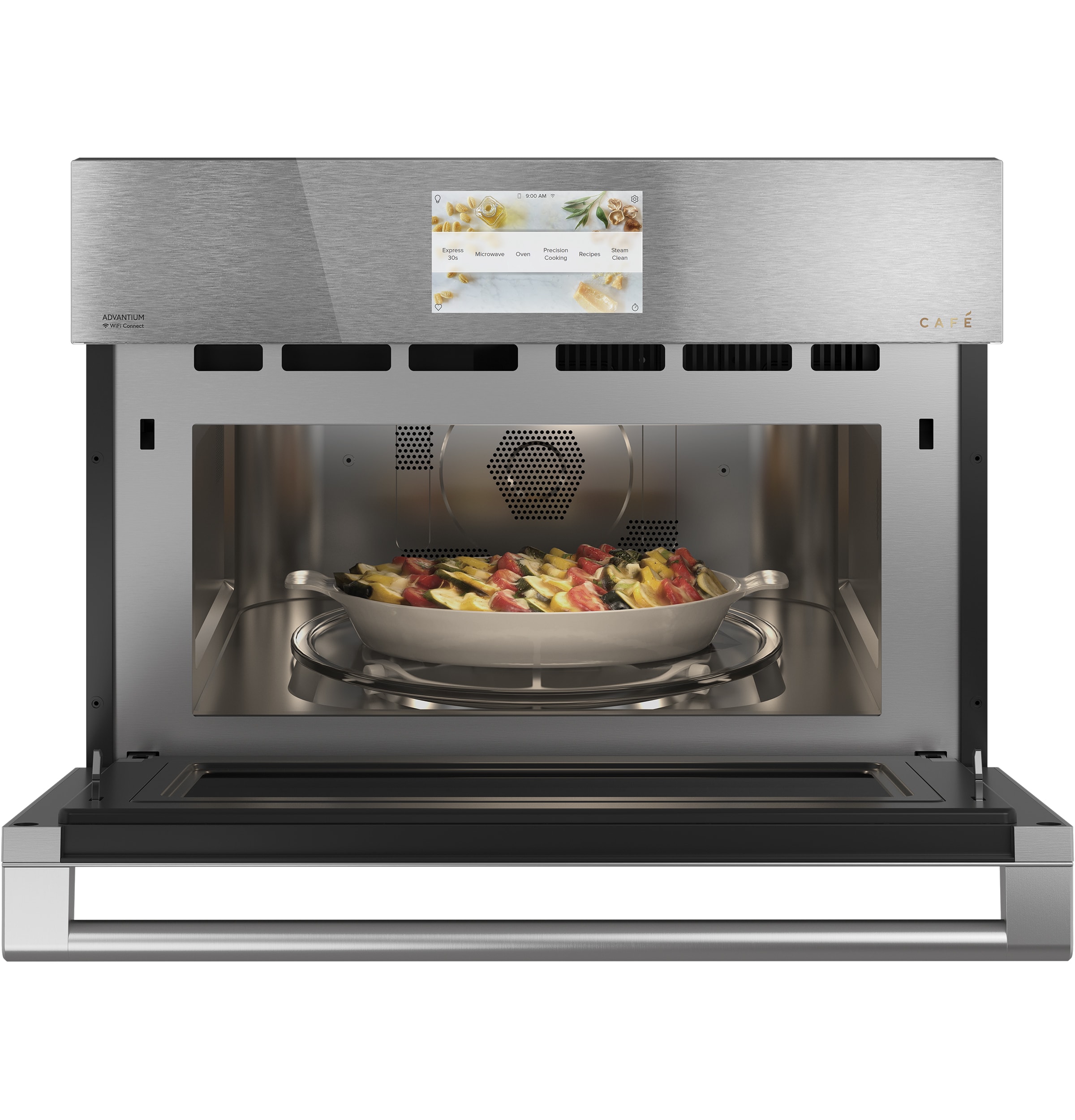 DISCONTINUED MODEL CLEARANCE! Café™ 1.5 Cu. Ft. Smart Countertop  Convection/Microwave Oven in Platinum Glass