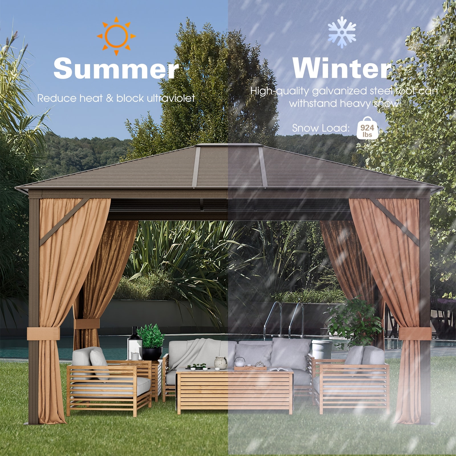 WELLFOR TDG10590GR+ Wood-Resin-Gazebos - View #6