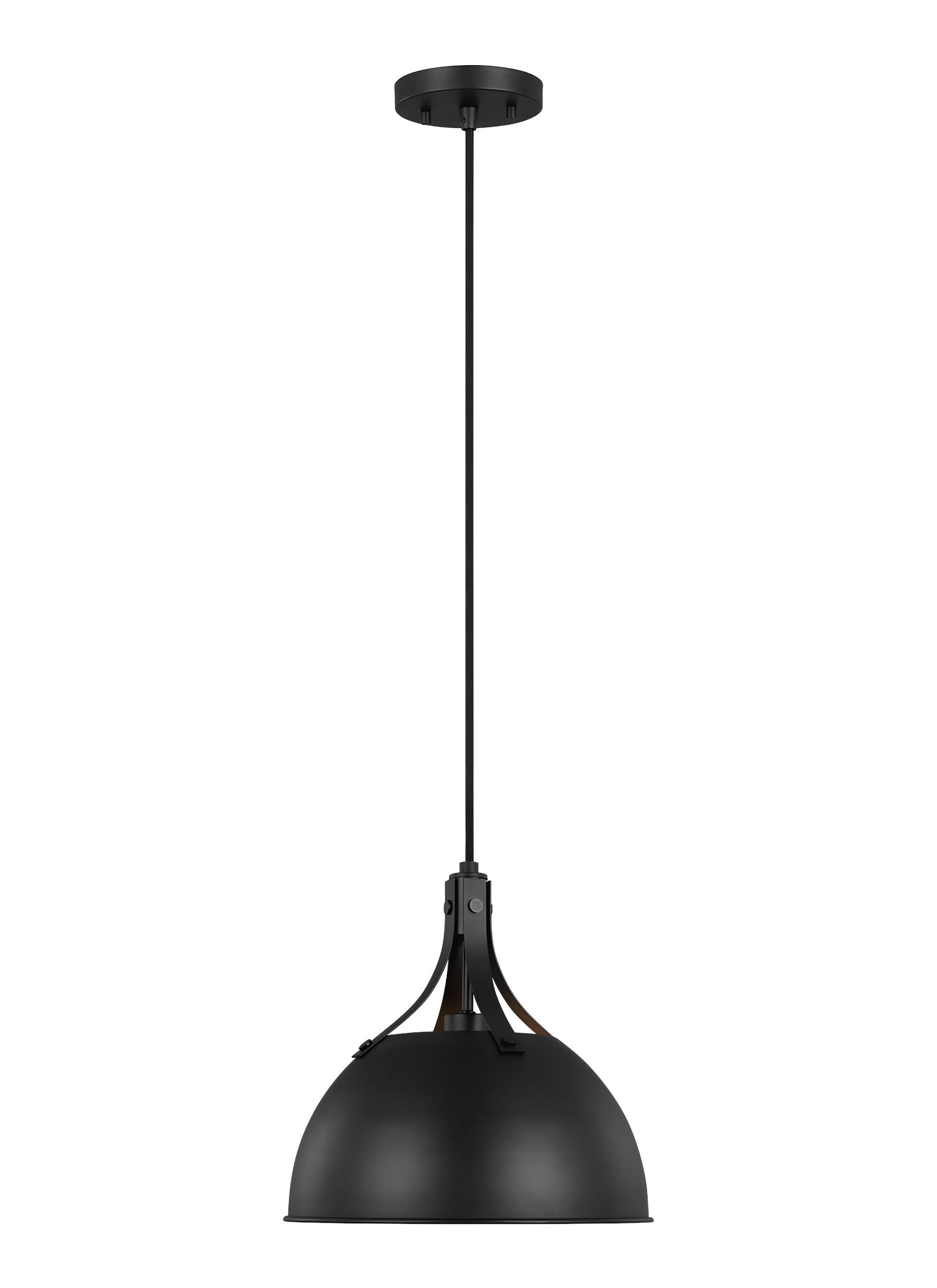 Generation Lighting 6524201-112 Rockland Midnight Black Transitional Dome Medium Hanging Pendant light