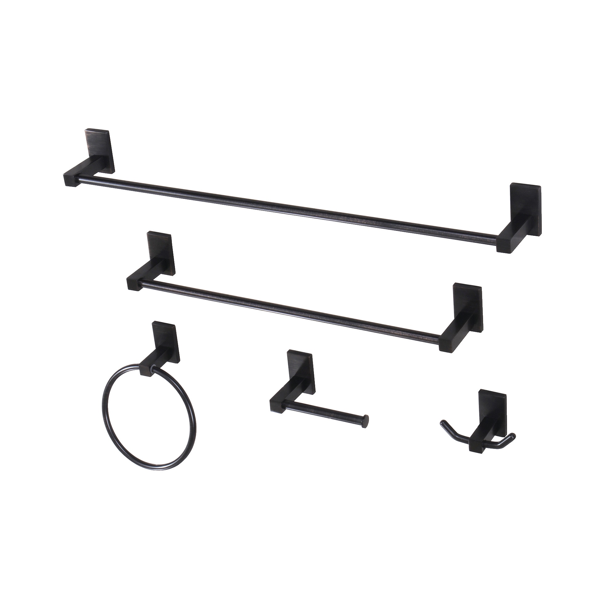 Kingston Brass WLBAHK82124785 5 -Piece Continental Oil Rubbed Bronze Decorative Bathroom Hardware Set Towel Bar, Toilet Paper Holder, Towel Ring ,Robe Hook Included