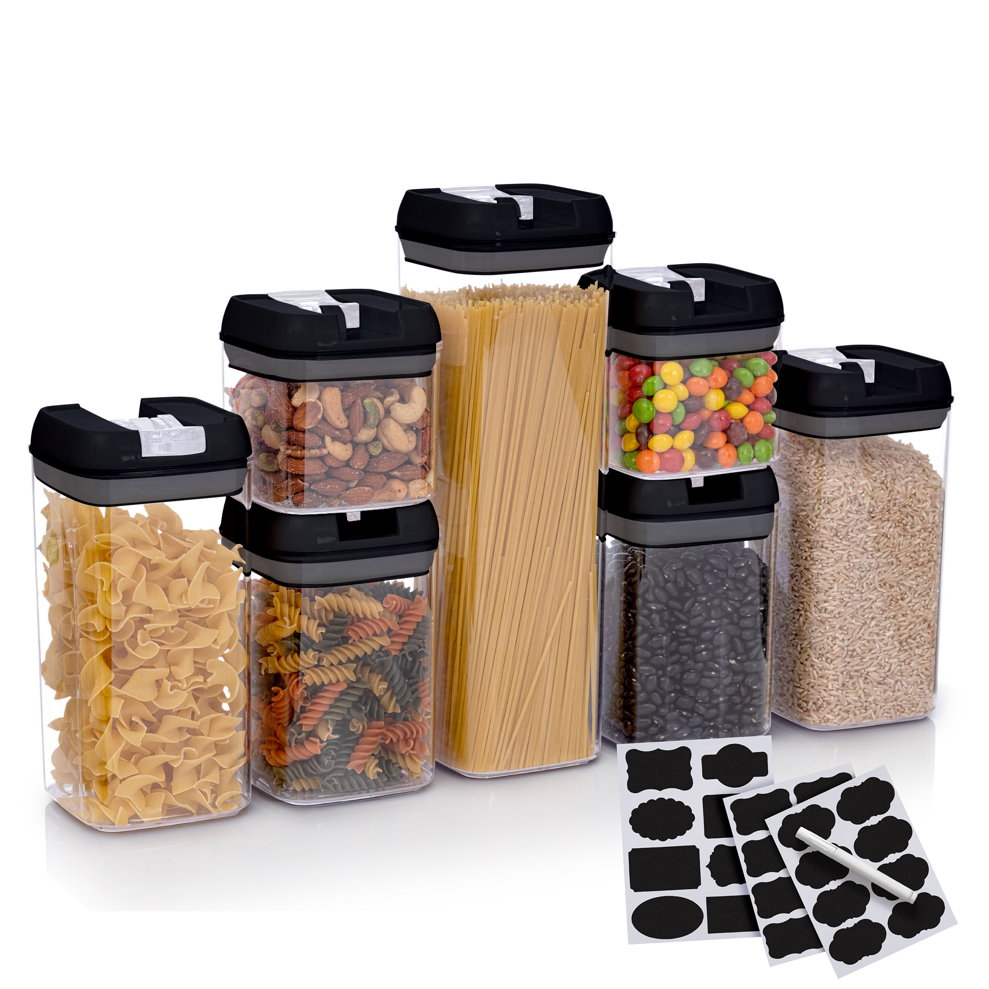 Cheer Collection  Airtight Food Storage Containers Set of 7 BPA Free with Labels and Marker