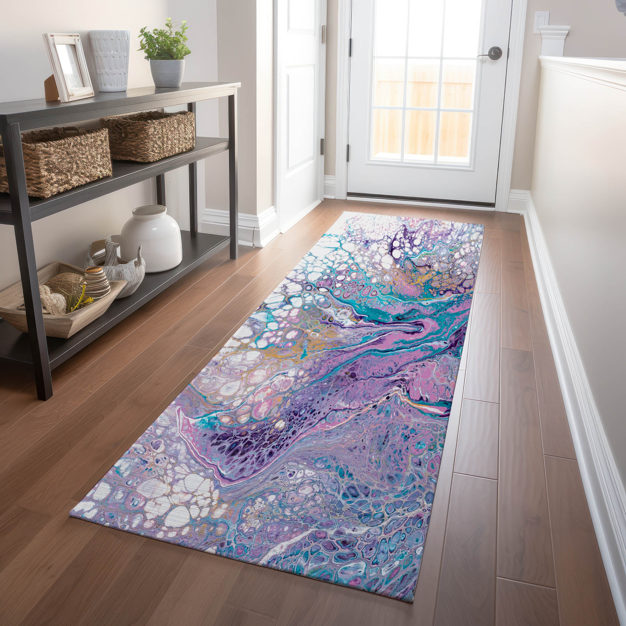 Addison Rugs AMF64PE2X8 Mayfield AMF64PE 2 x 7 (ft) Loomed Polyester Periwinkle Rectangular Indoor Abstract Machine washable Runner rug