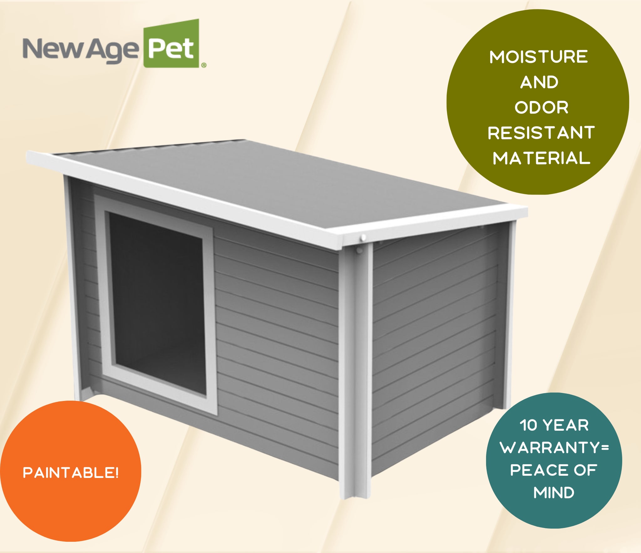 X-Large Gray Insulated Plastic Raised Dog House