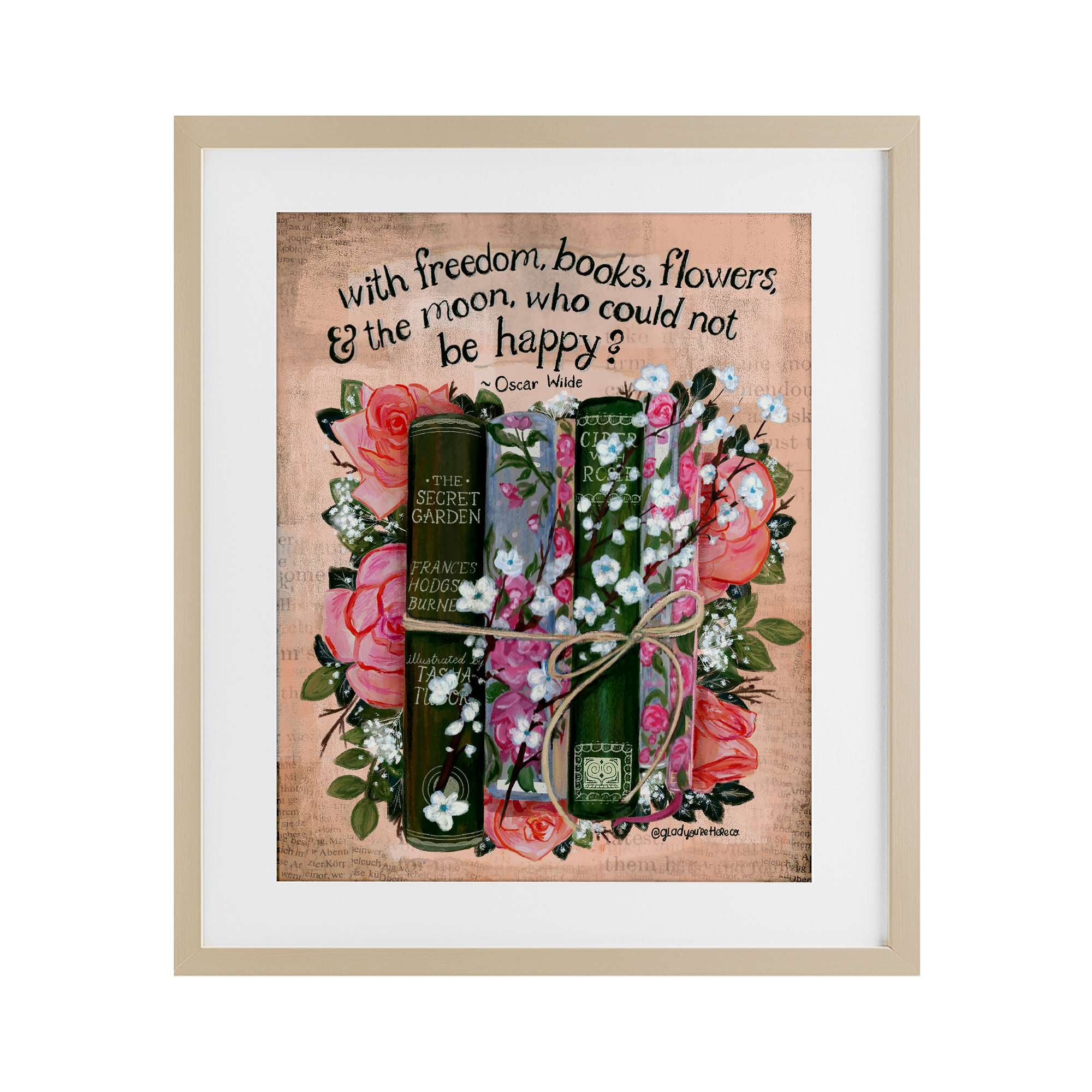 Stupell Industries BX-531-MFT-17X21 Bookish Quote with Florals Brown Framed Print Under Glass 17 x 21