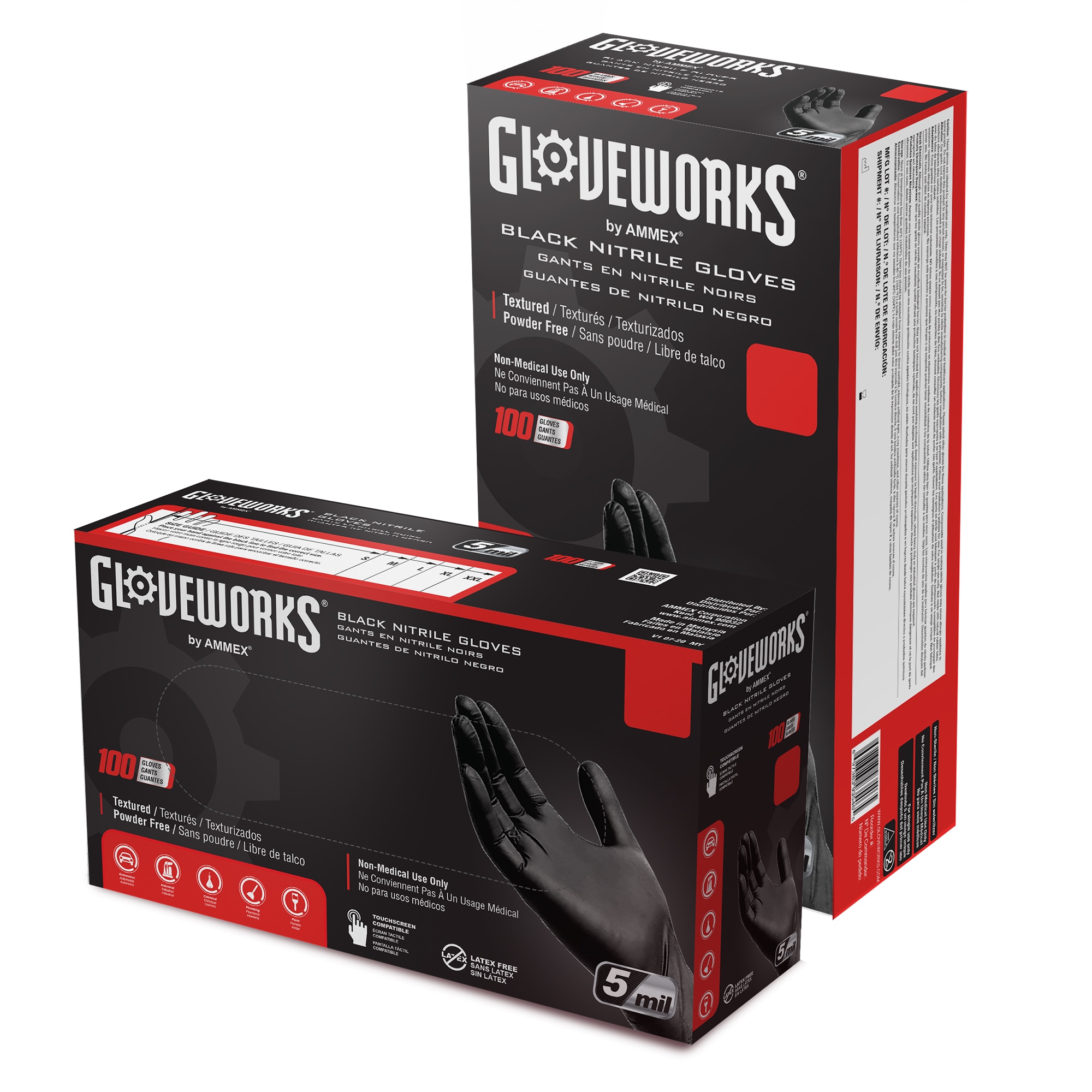 GLOVEWORKS Black Nitrile Industrial Disposable Gloves 5 Mil Large 100  (2-Pack), Large/2 Boxes of 100 - Ralphs