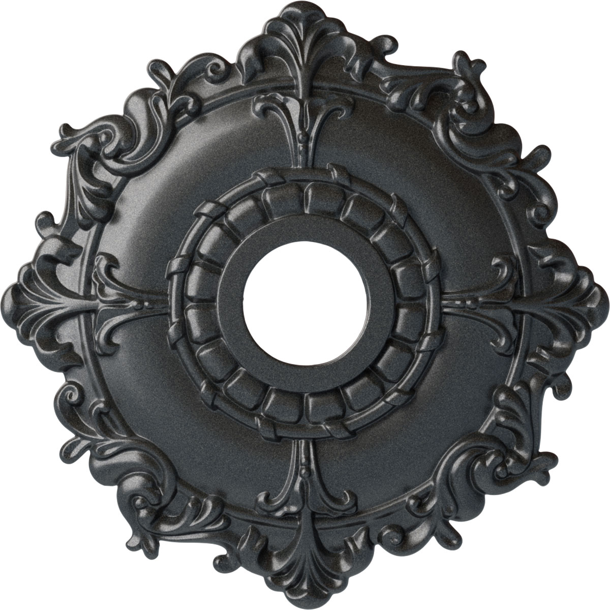 Ekena Millwork CM18RLPES Riley 18-in W x 18-in L Painted Pewter Polyurethane Whole Ceiling Medallion