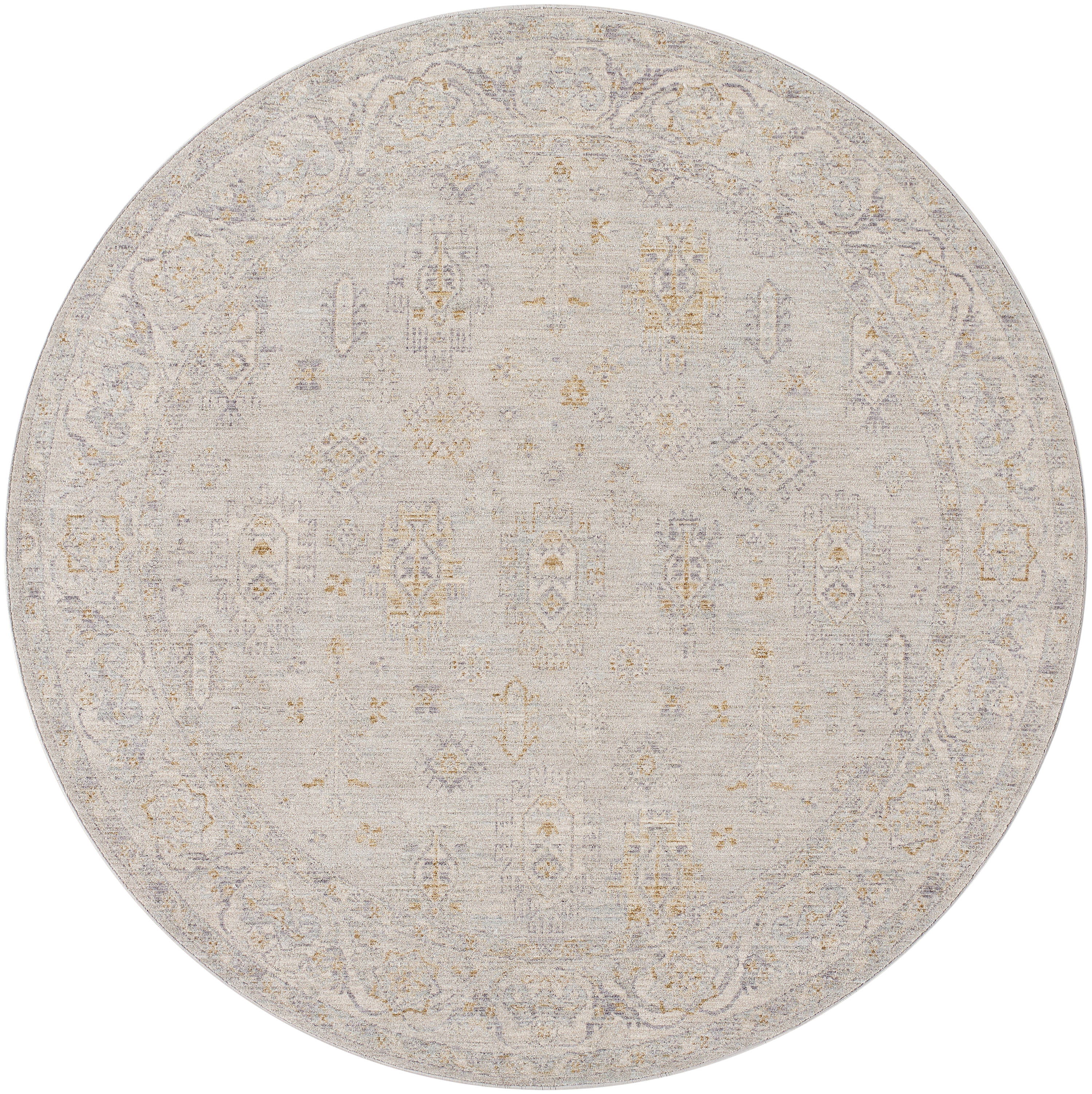 Livabliss AVT2343-67RD Avant Garde 6 x 6 (ft) Loomed Polyester Gray/Slate Round Indoor Vintage Area rug