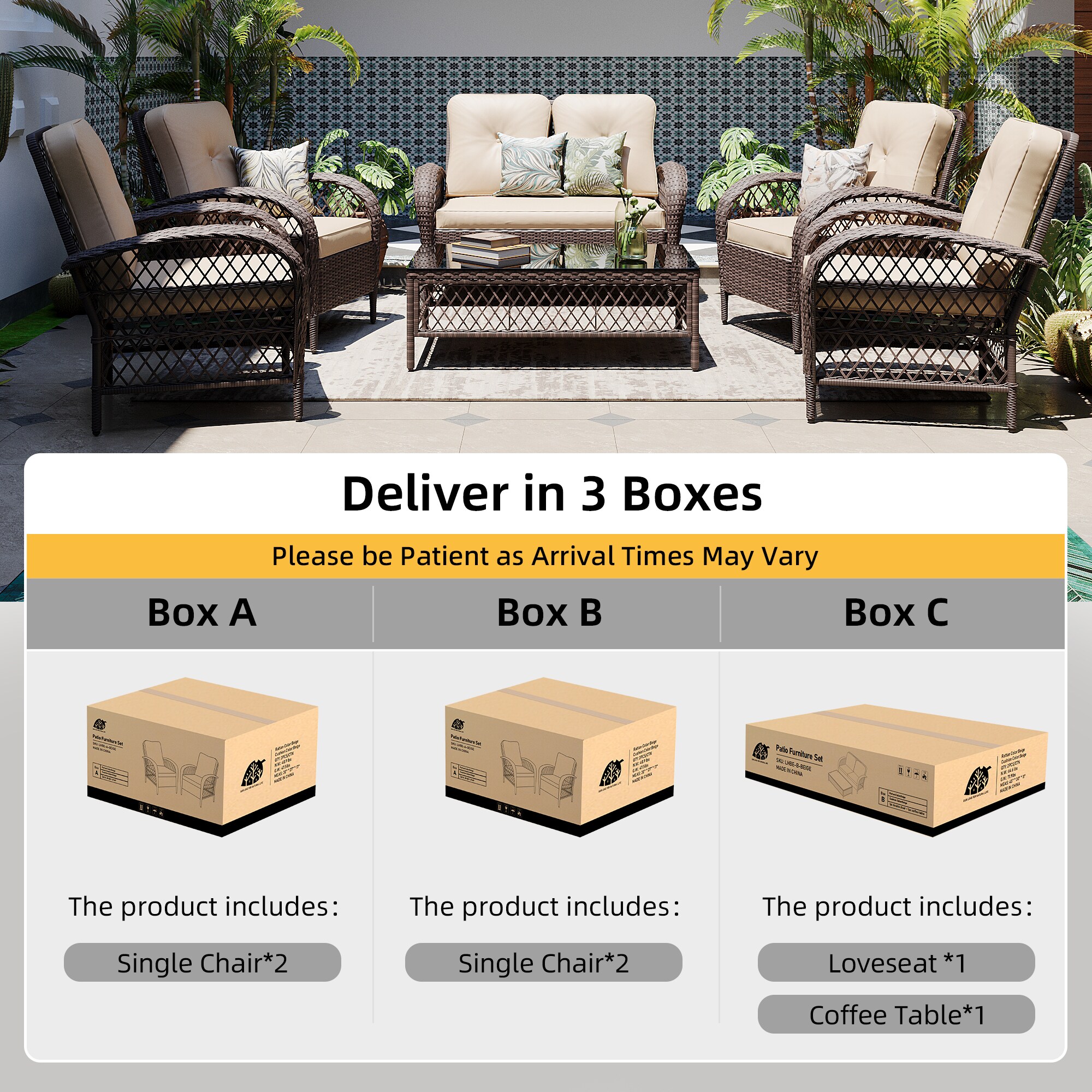 Patio Watcher LH6-B-BEIGE Patio-Conversation-Sets - View #8