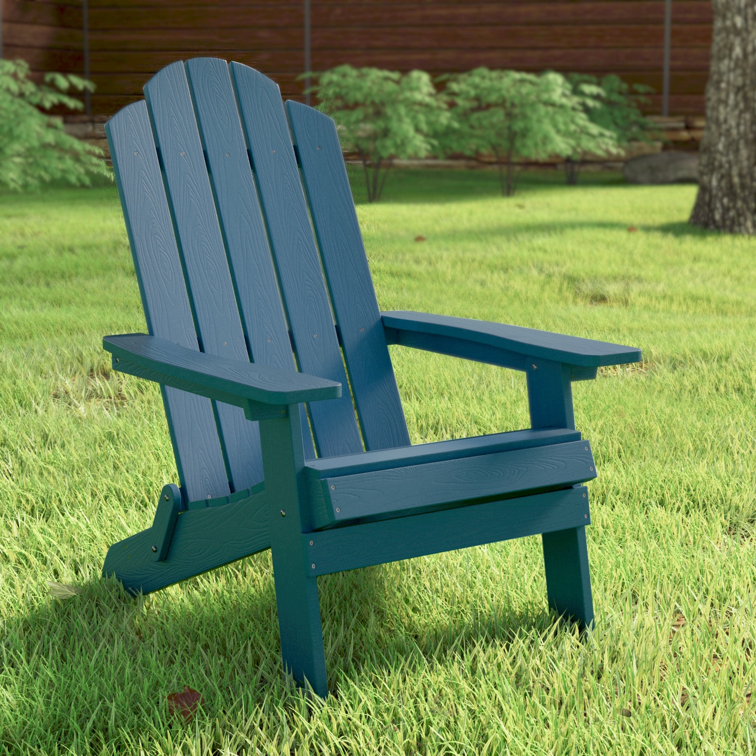 WINSOON Adirondack Chair Navy Plastic Frame Stationary Adirondack Chair ...