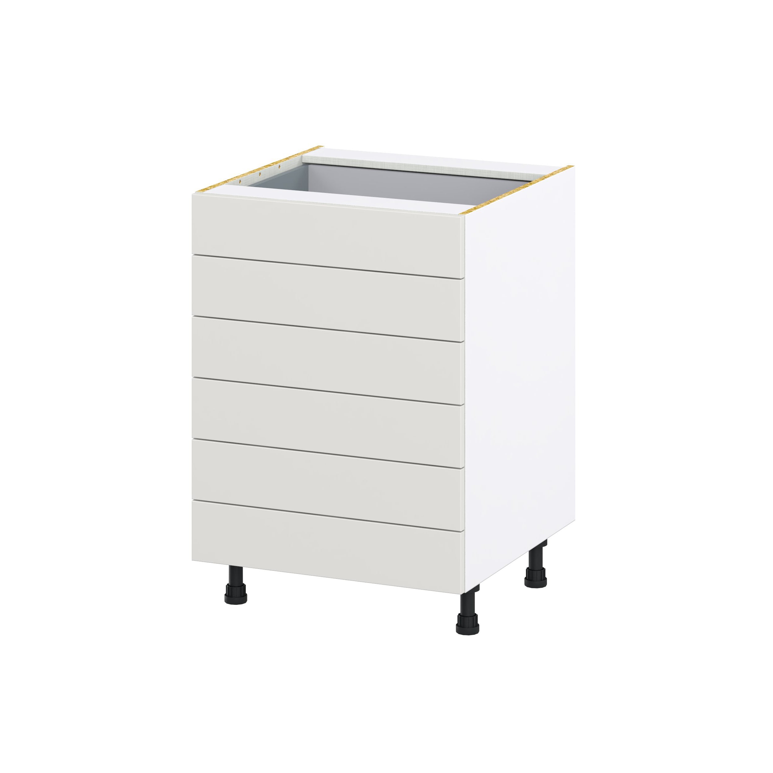 Hugo&Borg Belcourt 24-in W x 34.5-in H x 24-in D Gray Painted 6-Drawer Base Fully Assembled Cabinet (Recessed Panel Style)