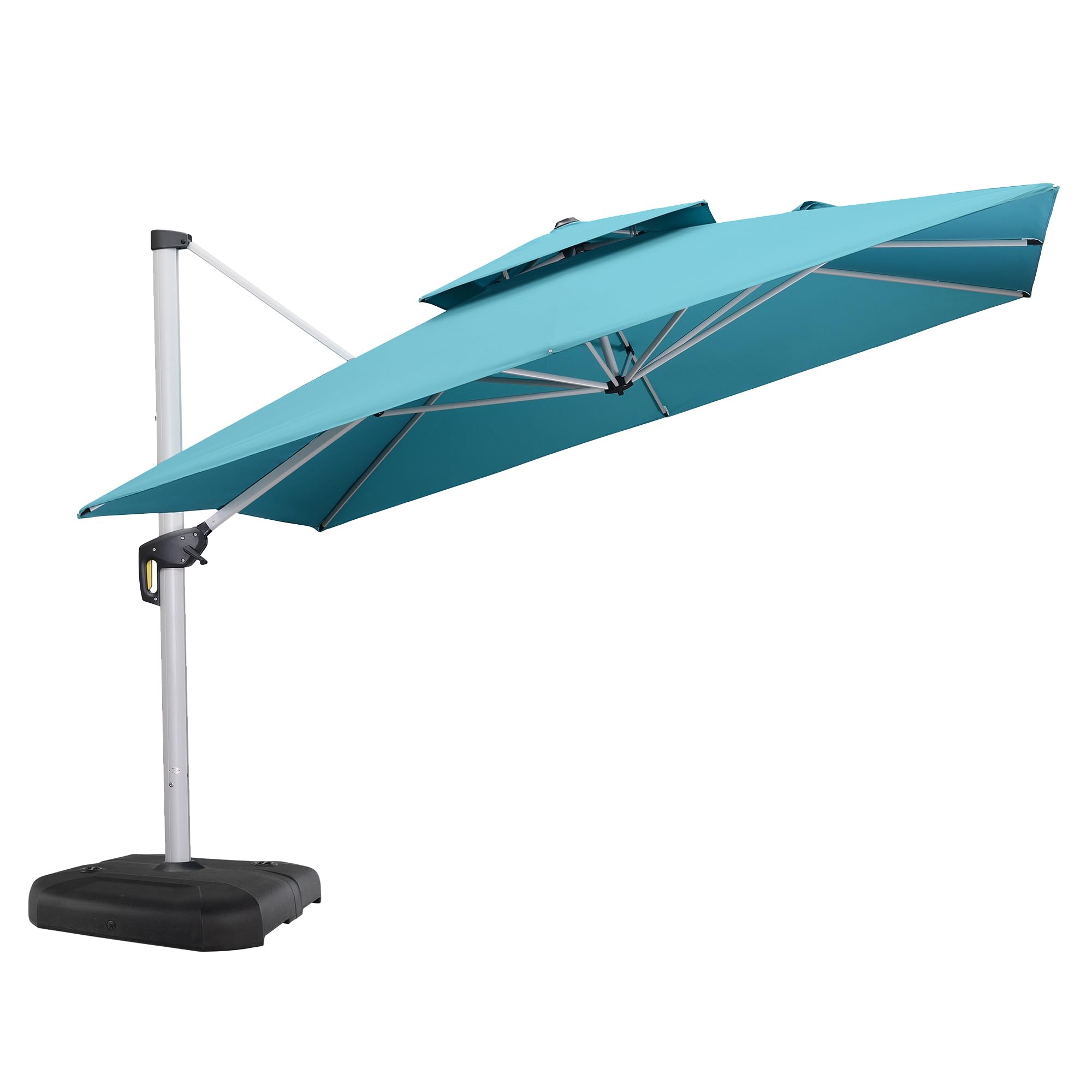 PURPLE LEAF LSLRS12-BL 12-ft Aluminum Blue Crank Cantilever Patio Umbrella