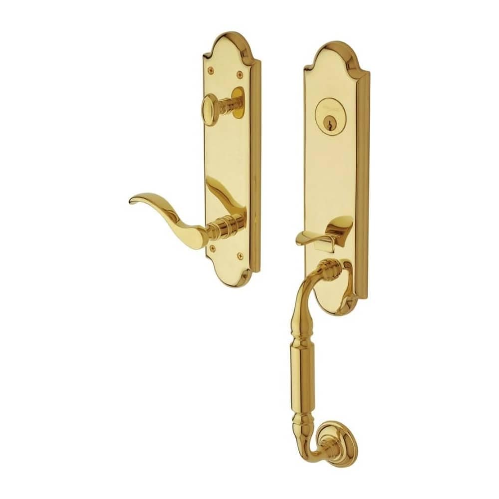 Baldwin  85350.LENT Manchester Left Handed One Piece Single Cylinder Keyed Entry Handleset with 5455V Interior Lever from the Estate Collection