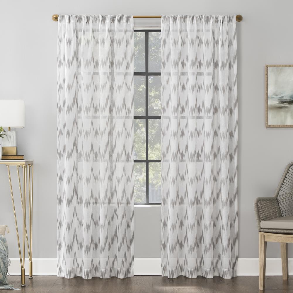 Scott Living 63-in Gray Polyester Sheer Rod Pocket Single Curtain Panel ...