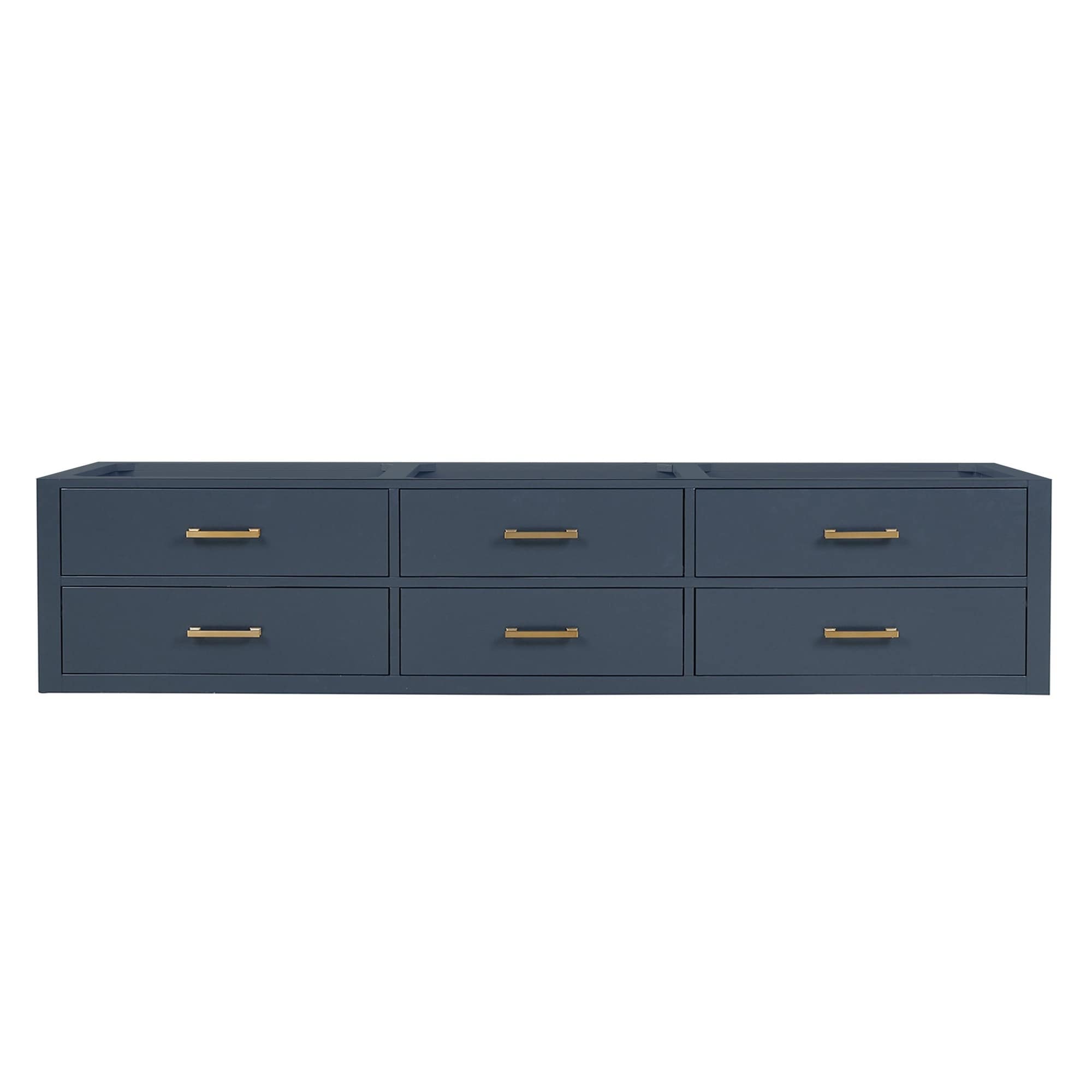 LIVACA 84 inch Blue Wood Double Bathroom Vanity with Soft Close Doors and Four Drawers