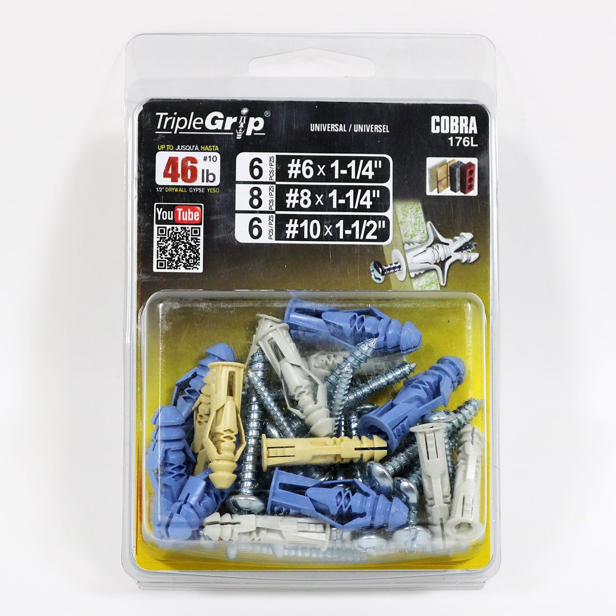 Cobra 176L 46-lb Assorted diameter x Assorted length Multi-Purpose Anchors with Screws Included 20 -Pack