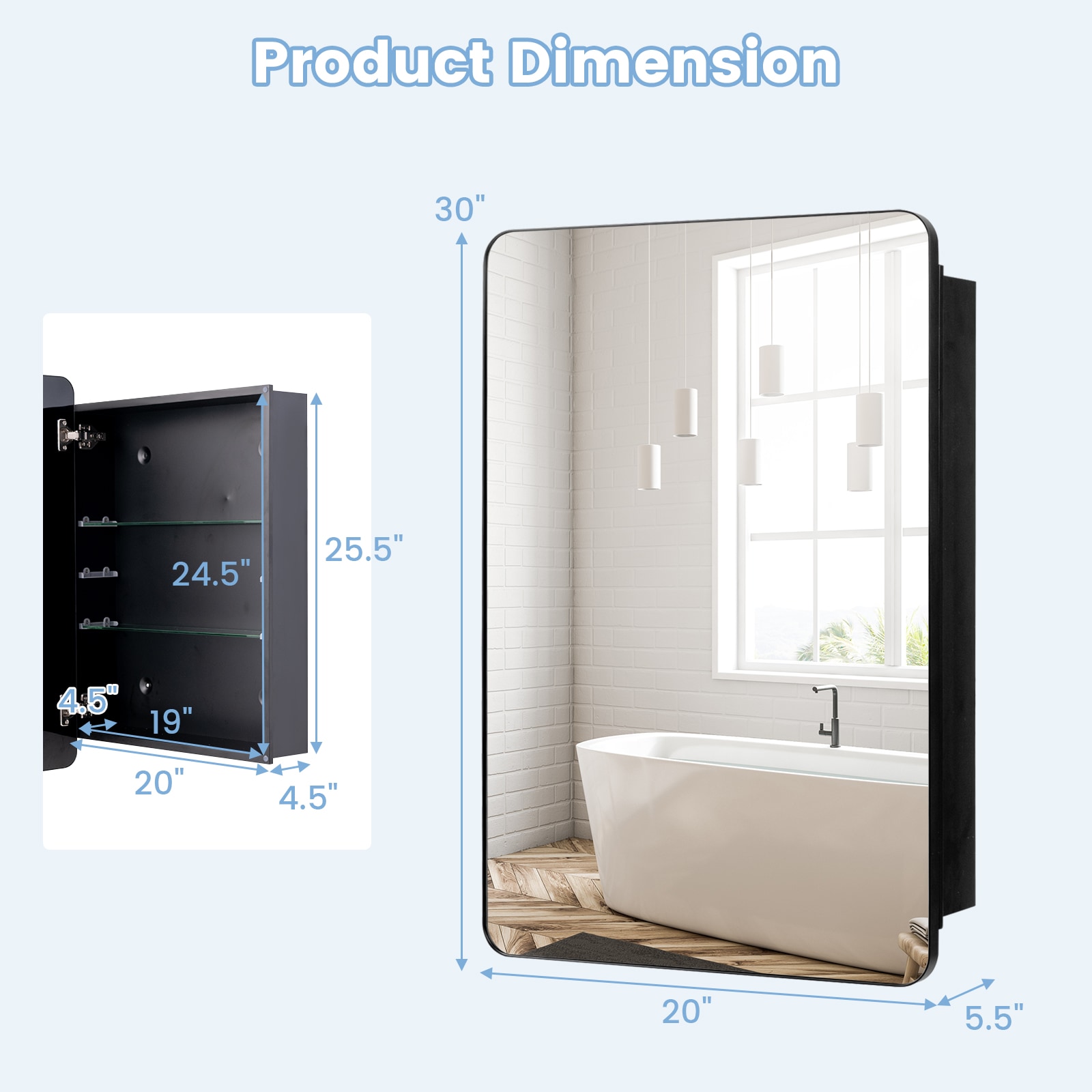 WELLFOR BTS-8163DK Bathroom-Wall-Cabinets - View #3
