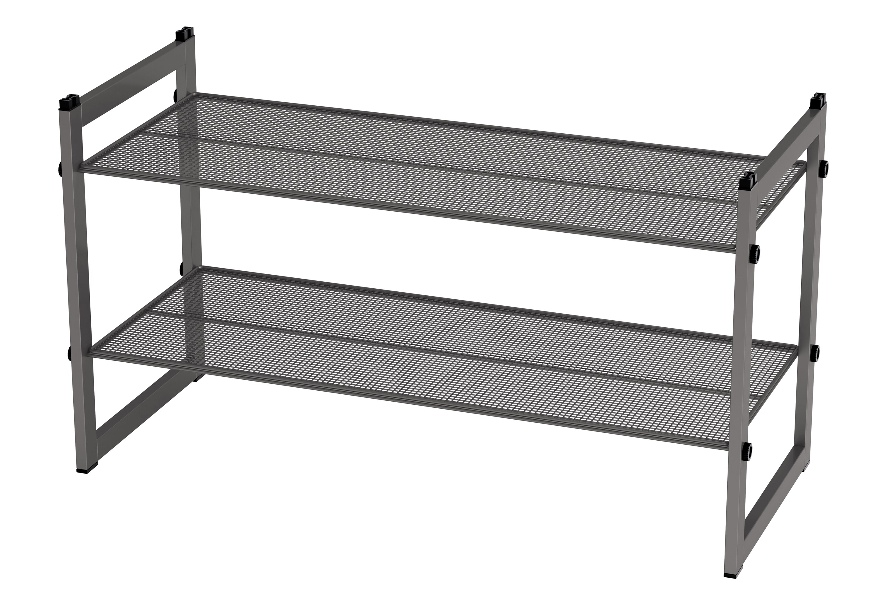 Style Selections 16-in H 2 Tier 6 pair Gray Metal Shoe rack
