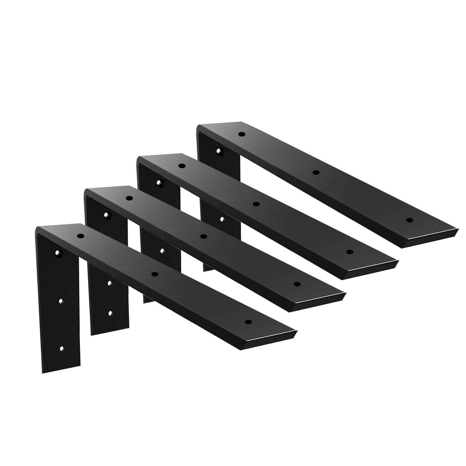 Anqtovp  Countertop Support Bracket 4 Pack Heavy Duty Metal L Shelf Brackets 14 in by 6 in by 2.5 in Black for Quartz Granite Wood Concrete