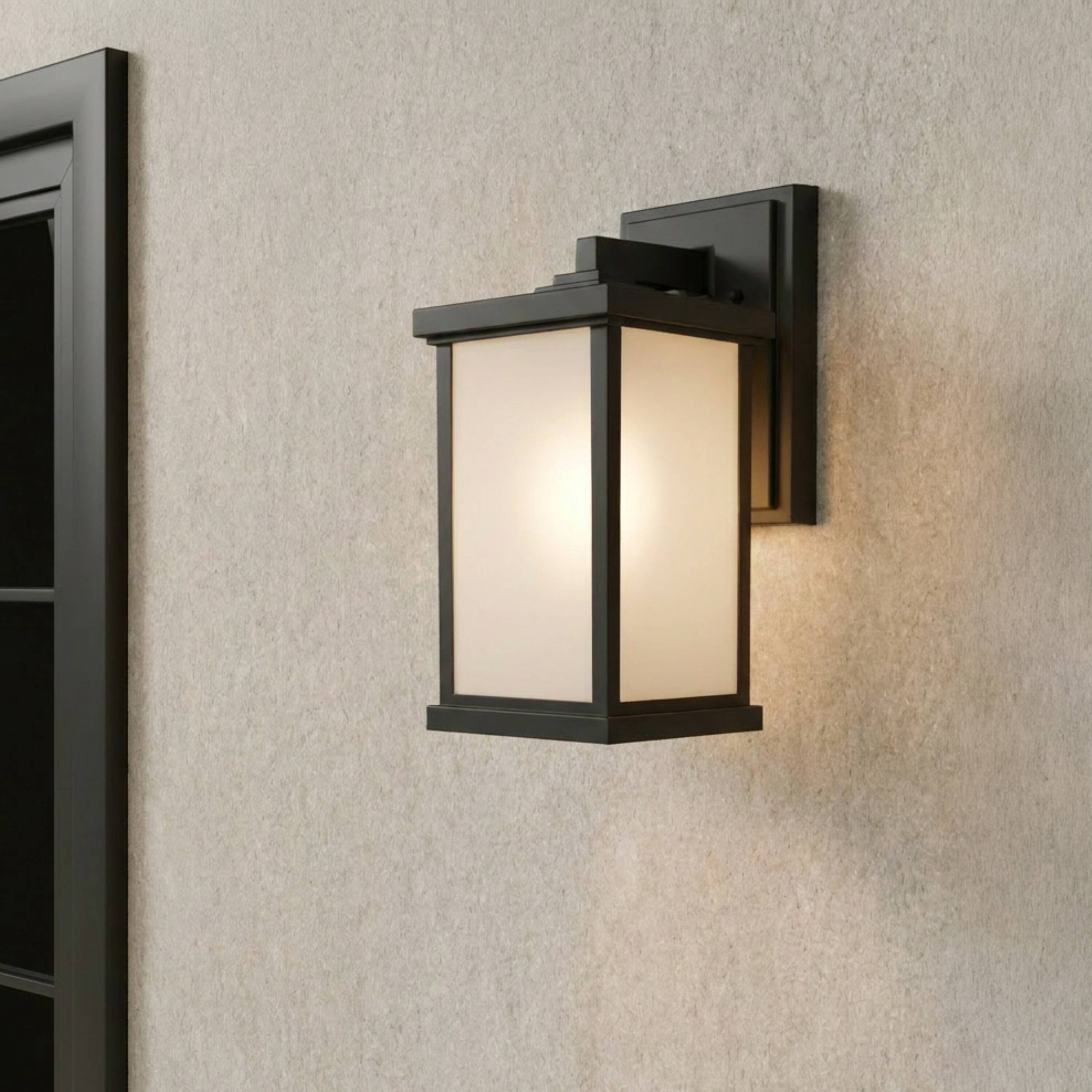 Project Source Talen 1 -Light 14.4-in H Black Hardwired Outdoor Wall Light