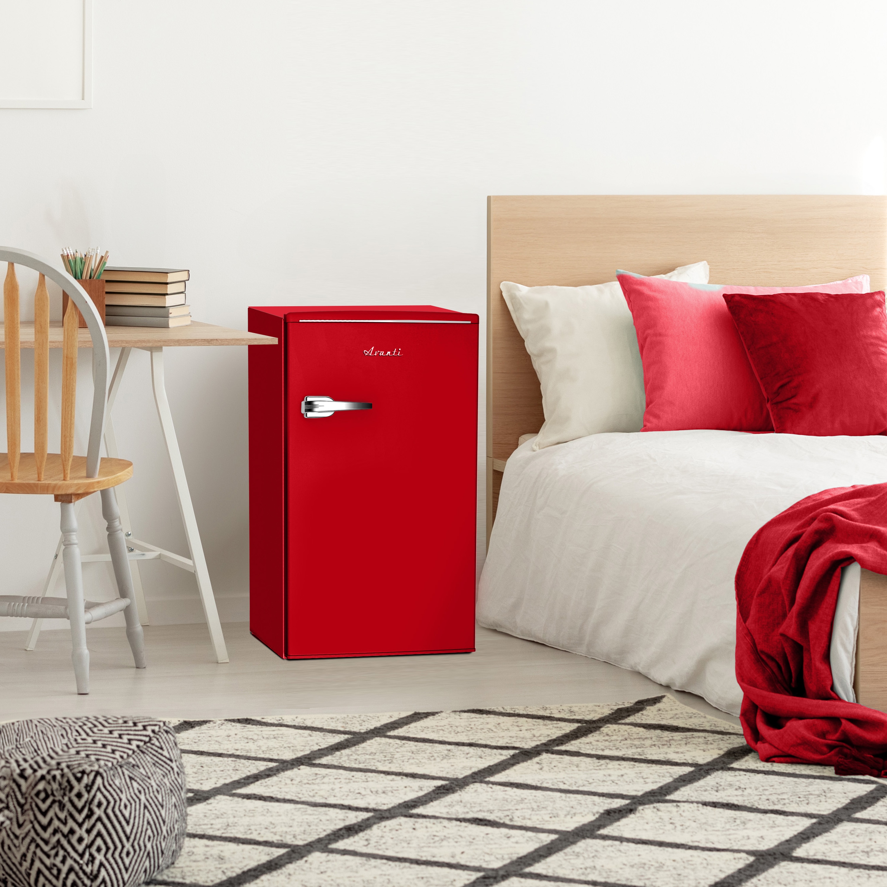 Retro Red Compact Mini Refrigerator with Glass Shelves, 3.1 Cu. Ft.