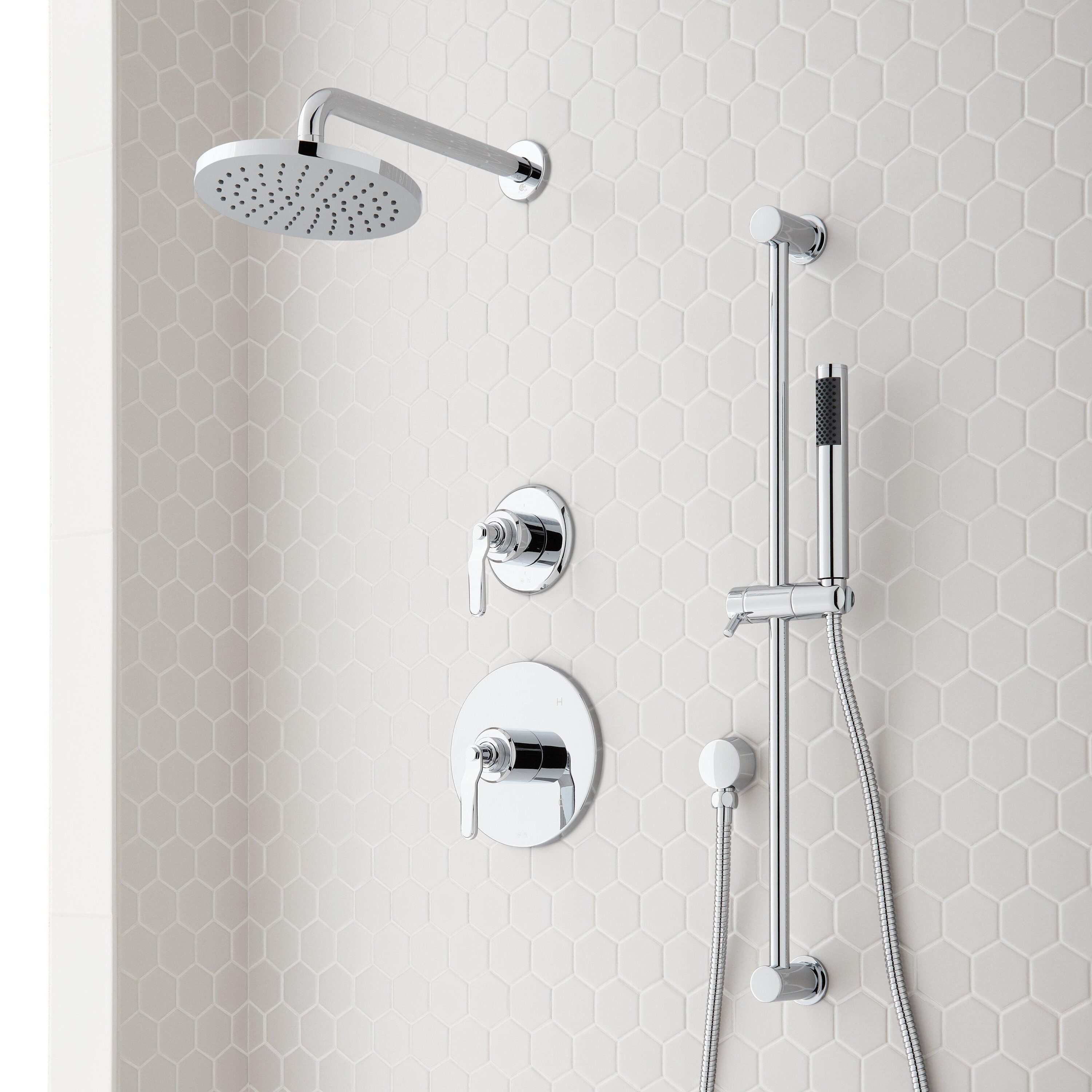 Signature Hardware 478467 Chrome 2-handle Single function 8-Inches Round Bathtub and shower Faucet with Valve