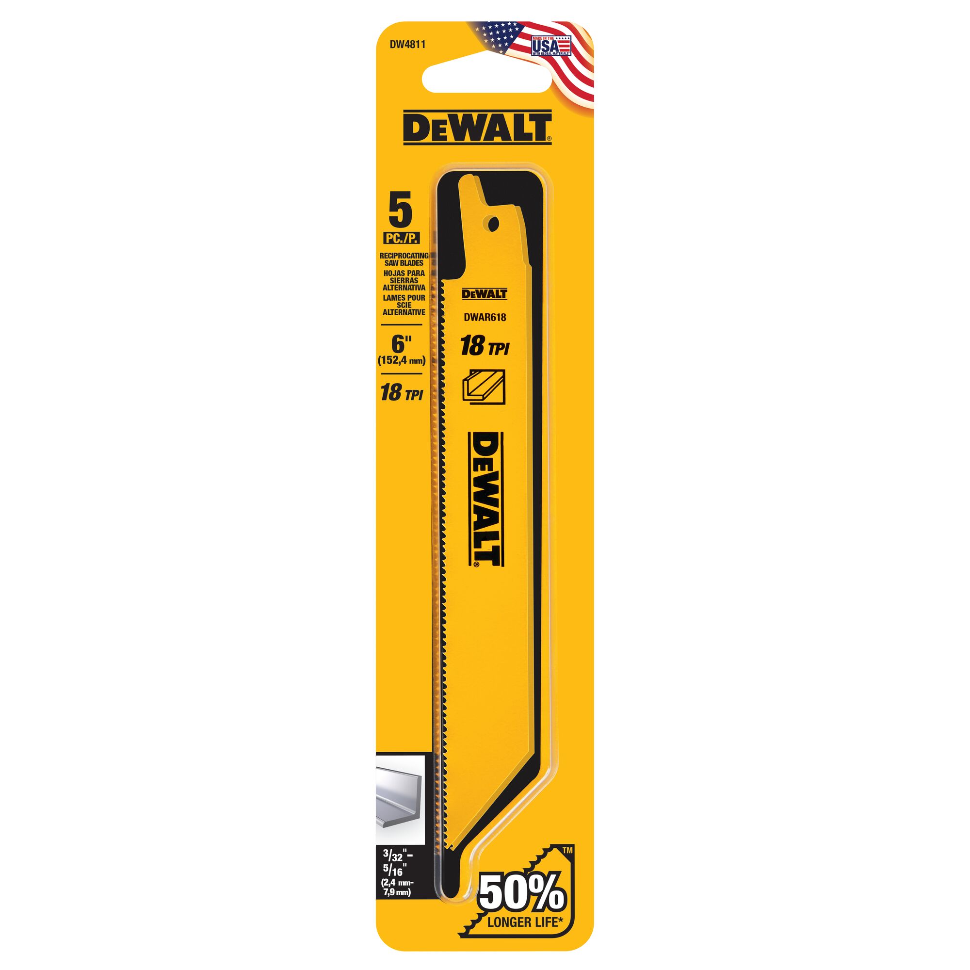 DEWALT Bi-metal 6-in 18 TPI Metal cutting Reciprocating Saw Blade 5 -Pack