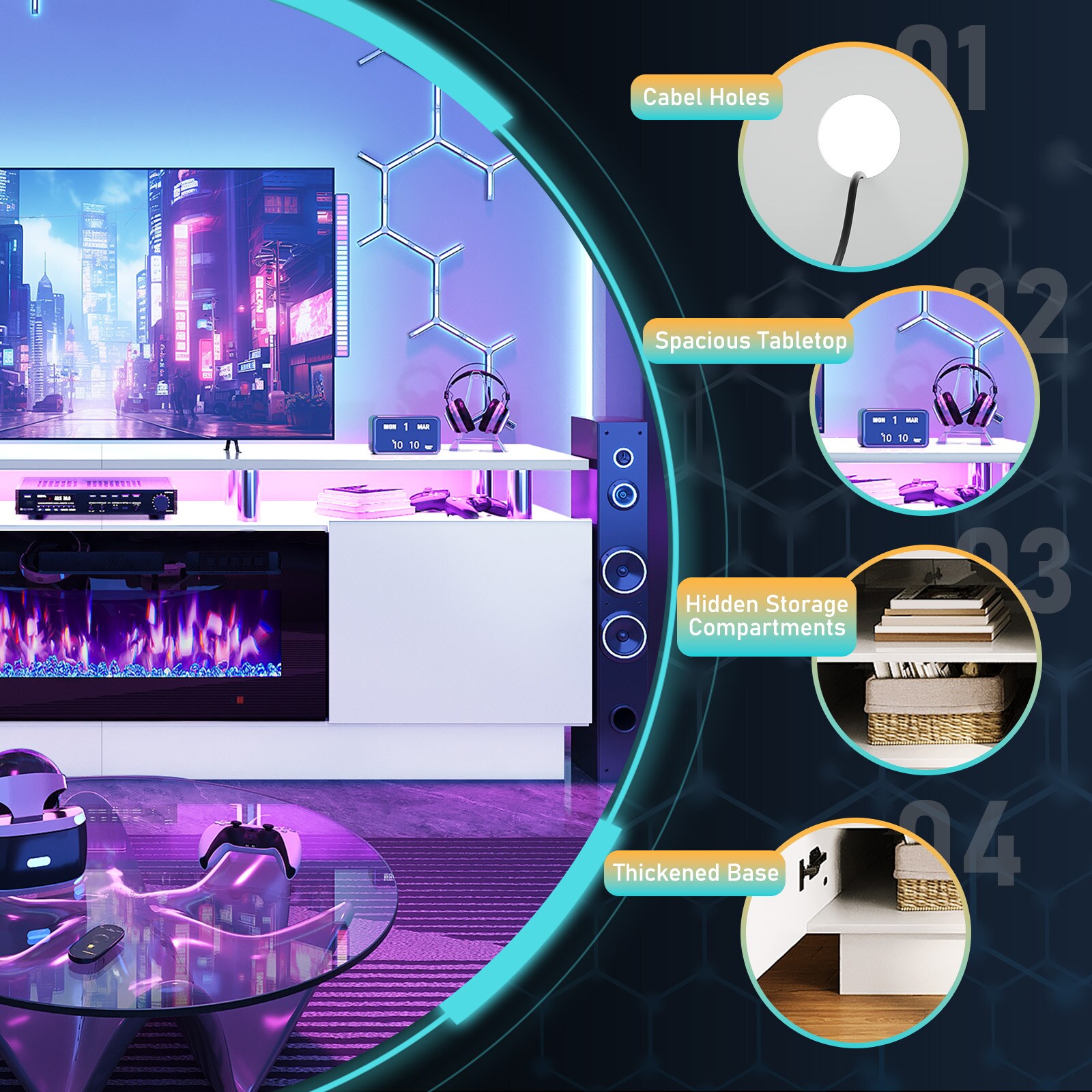 Bapipro TE26A1480W Electric-Fireplaces - View #6