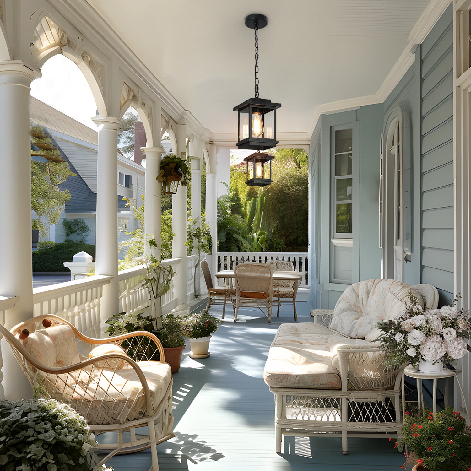 Matte Black Glass Mini Outdoor Pendant Light