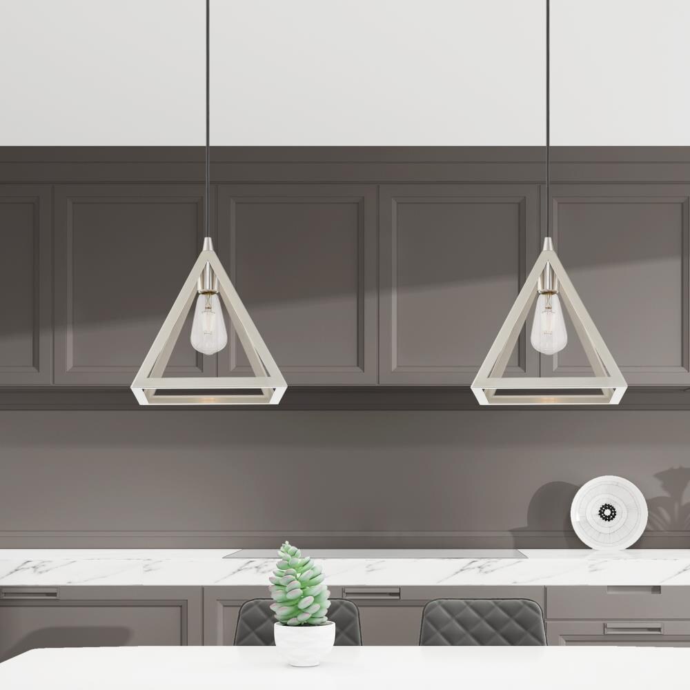 Brushed Nickel Mini Pendant Light with Geometric Shade