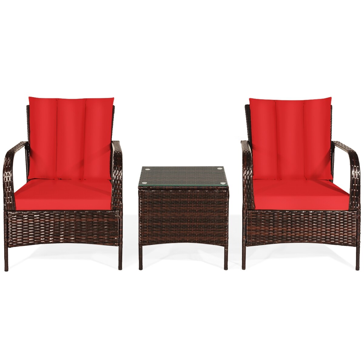 WELLFOR OUJ65850RE 3 PCS Patio Conversation Set