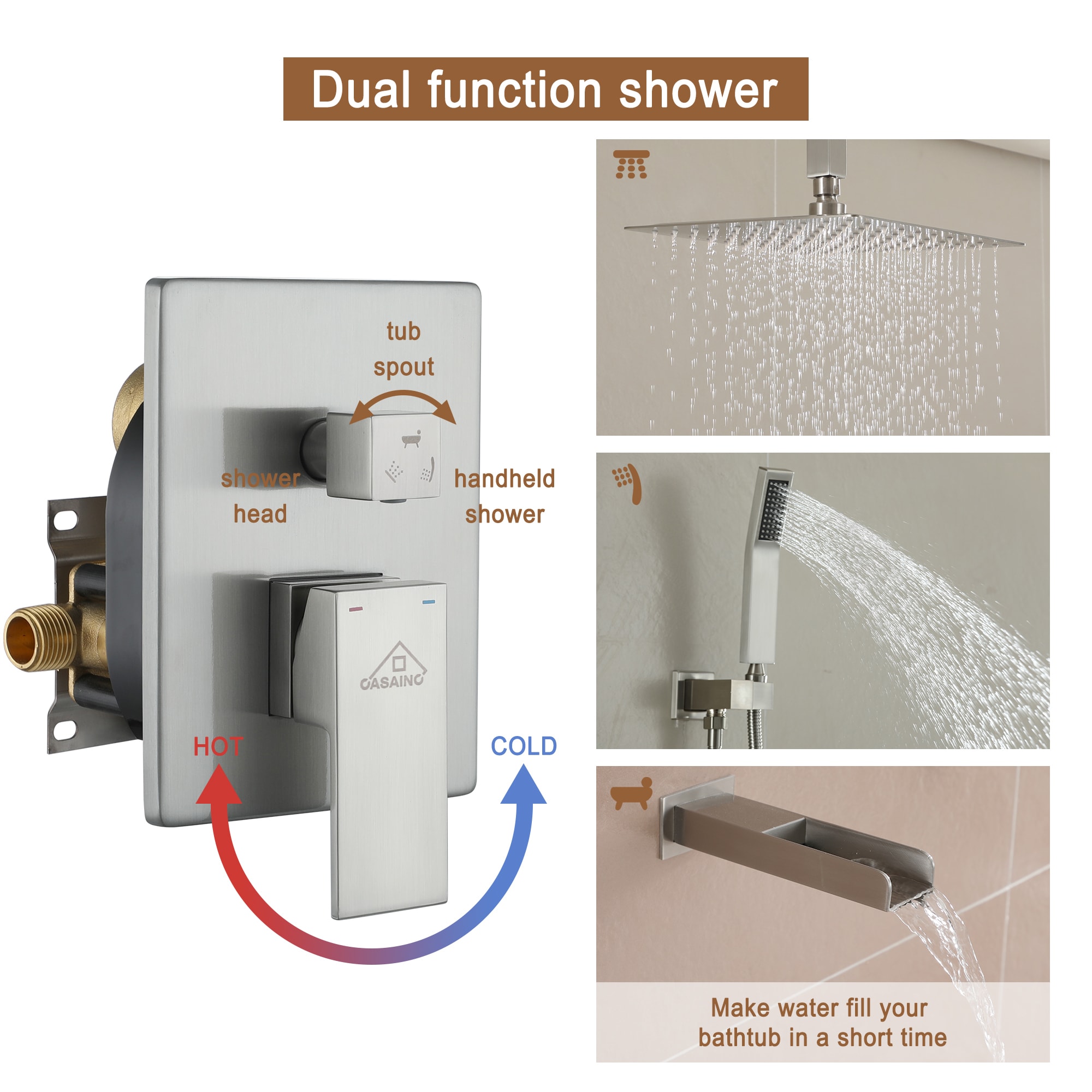 Clihome CHMS-10ORB-A3809 Showerhead-Bar-Panels - View #6