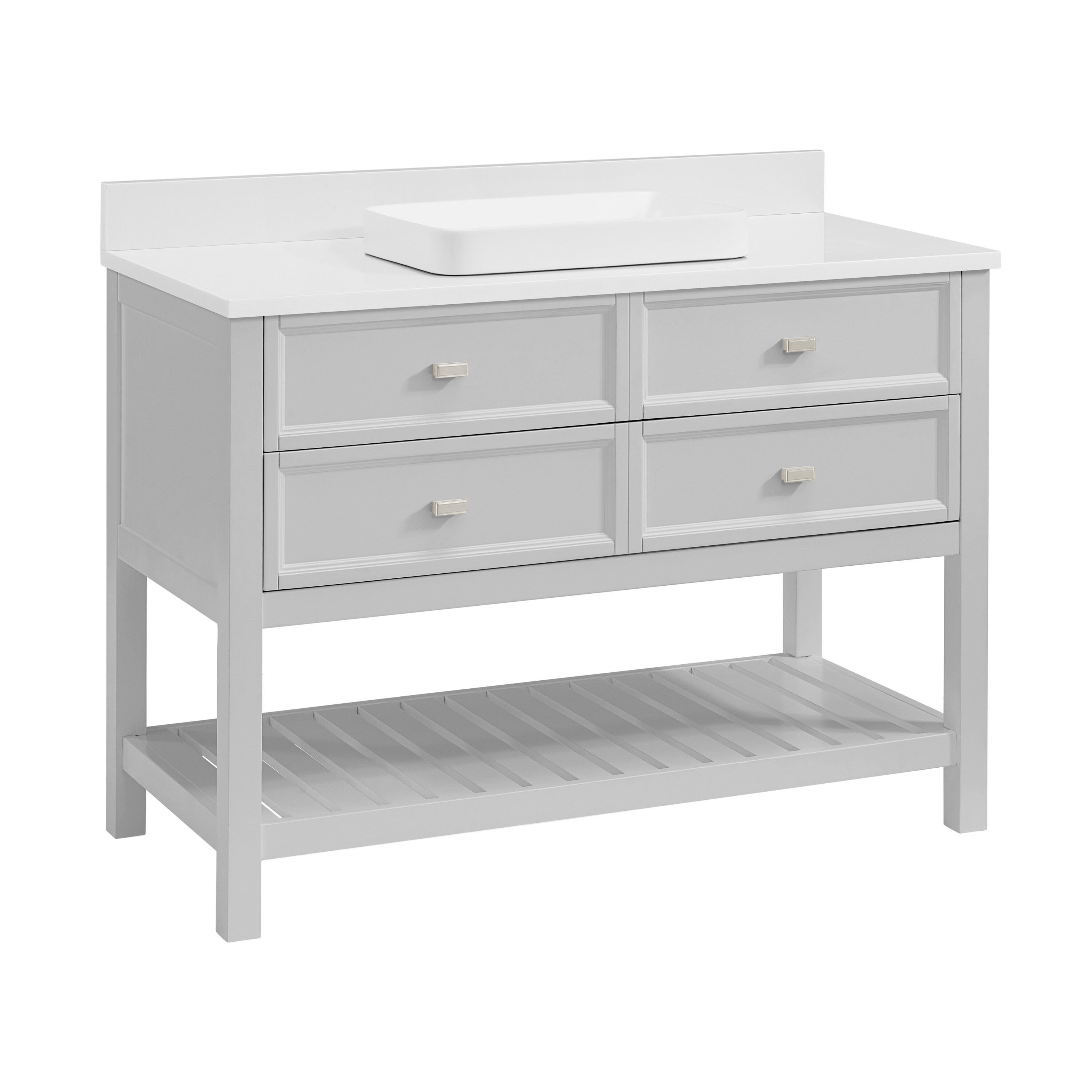 allen + roth Canterbury 48-in Light Gray Semi-recessed Single Sink ...